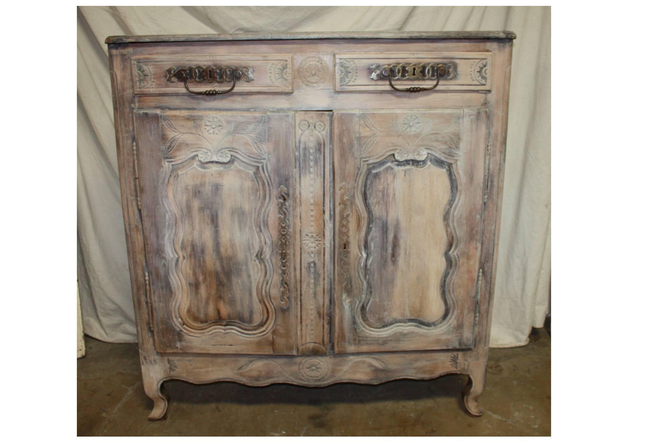 Superb 18th century French buffet, the wood is covered with white wax.