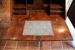 Superb 18th Century George 11 Burr Walnut Bombe Drop Front Writing Desk Bureau