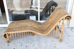 Superb 1920s Modern Rattan Daybed or Long Chair