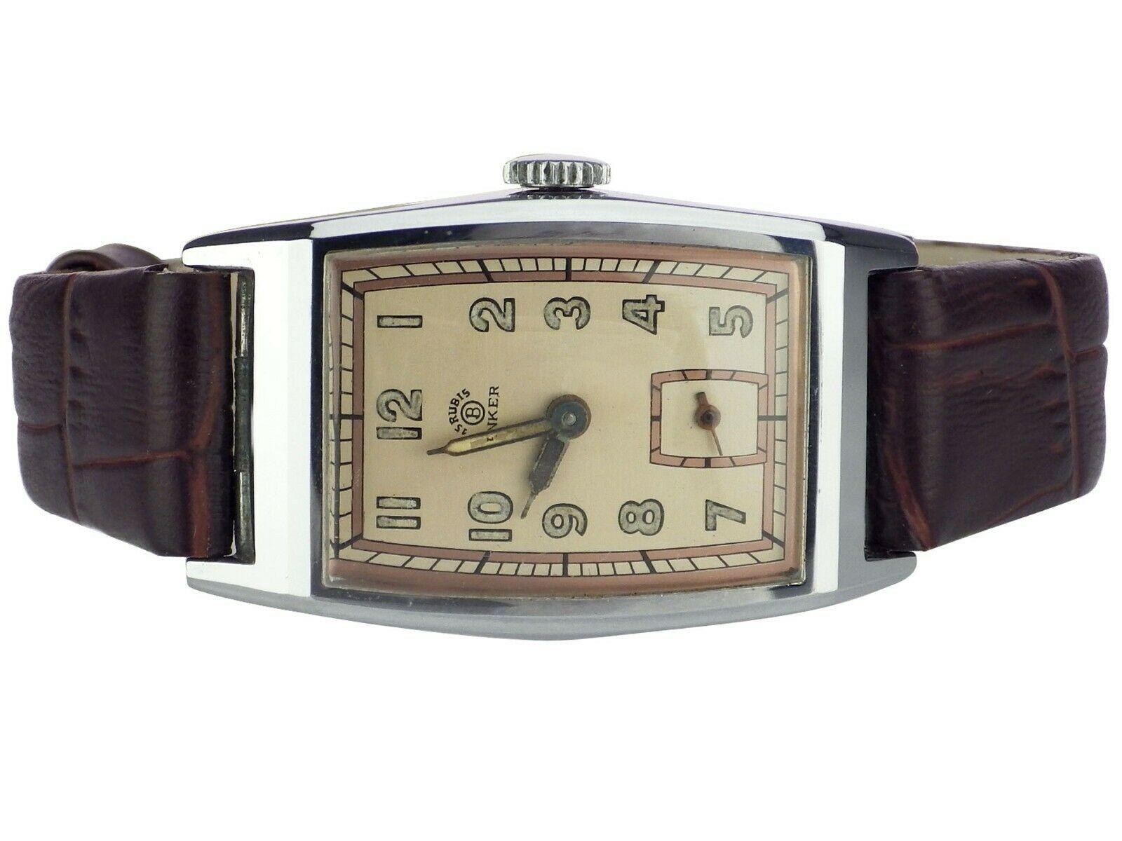 Superb 1930s Art Deco Gents Wristwatch by Watchmakers Anker, Newly Serviced 2