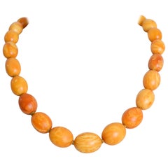 Superb 1930's Graduated Amber Butterscotch Beaded Choker - Necklace