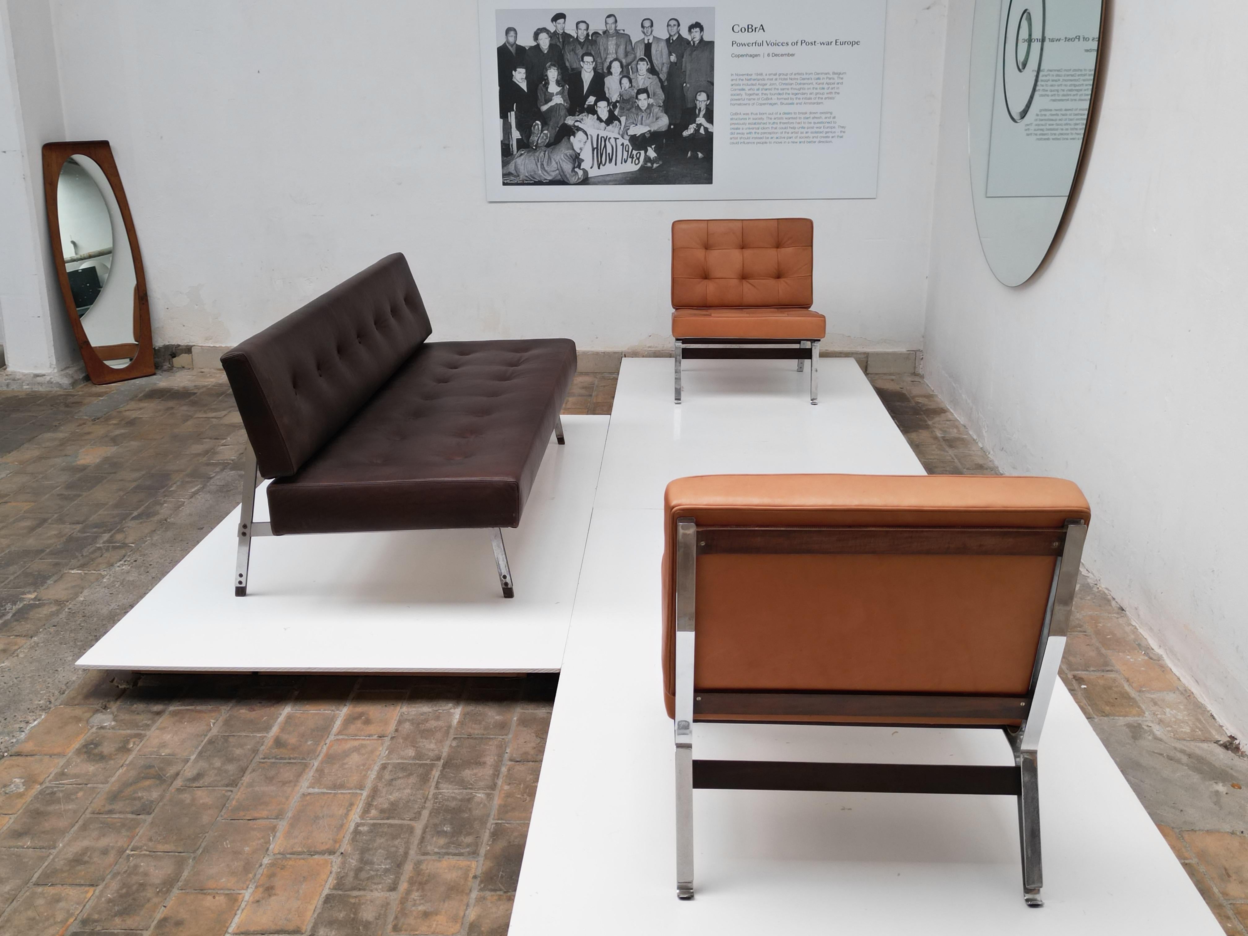 Superb 1958, 3 Seat, Gianfranco Frattini, '872' Leather Sofa, Cassina, Italy For Sale 3