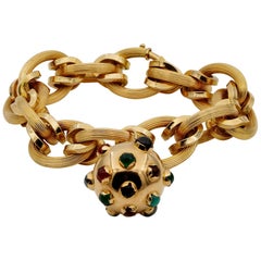 Vintage Superb 1960 Stylish Italian Charm Bracelet 18 Karat Gold