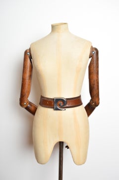 Superb 1960’s Vintage Pierre Cardin Brown Suede Logo Buckle Waist Belt