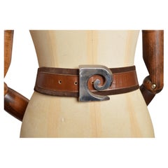 Superb 1960’s Vintage Pierre Cardin Brown Suede Logo Buckle Waist Belt