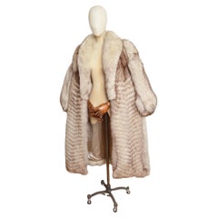 Superbo cappotto vintage anni '80 in pelliccia di volpe artica bianca a tutta lunghezza