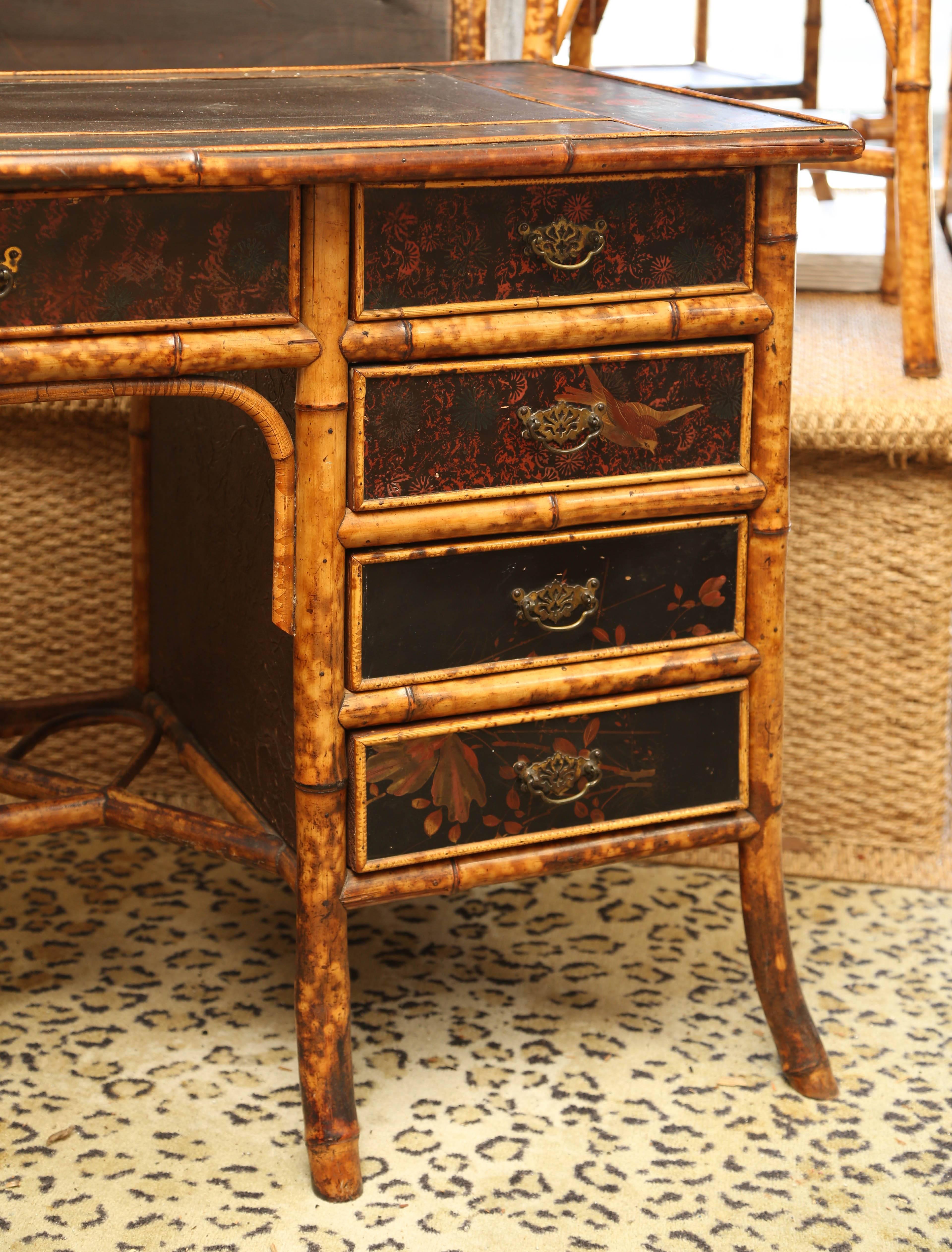 Superb 19th Century English Bamboo Desk In Excellent Condition In West Palm Beach, FL