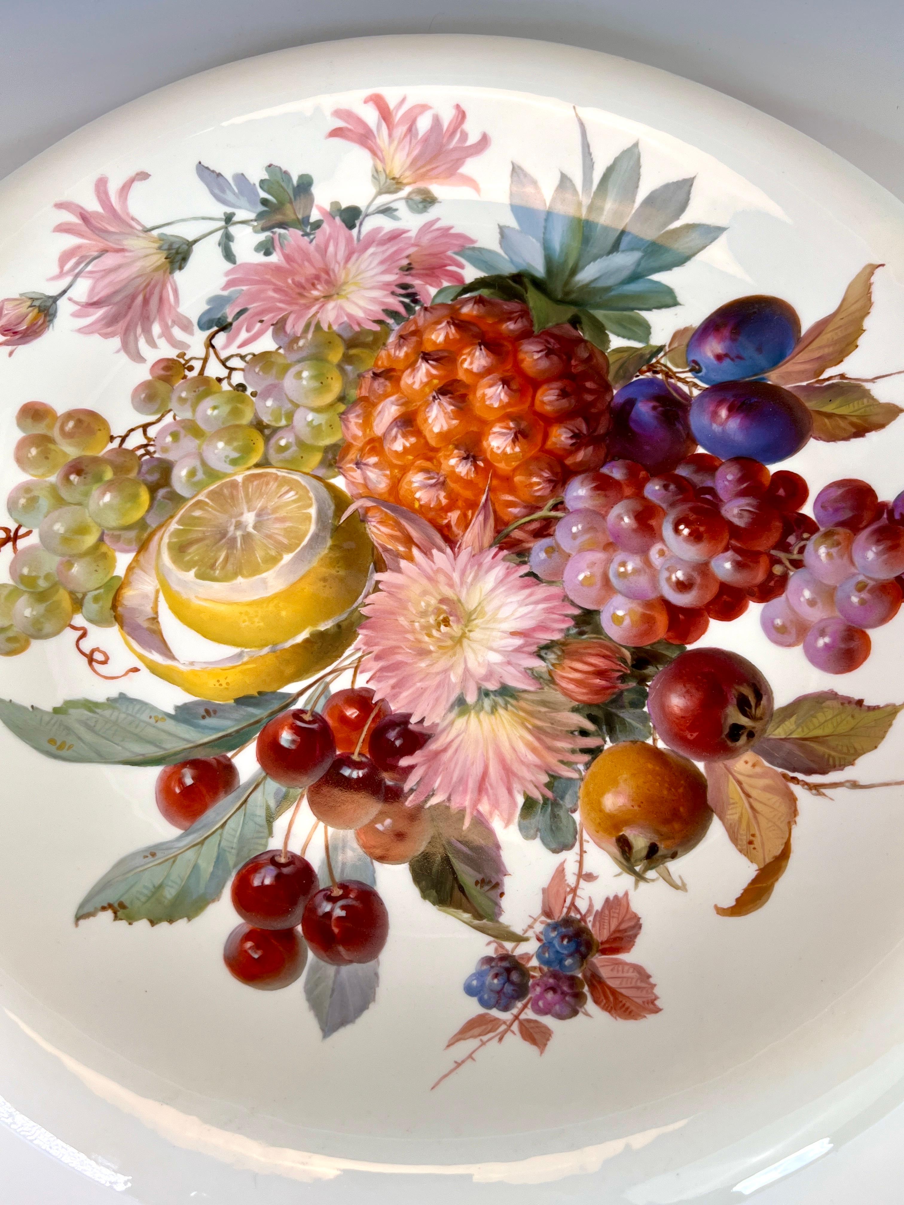 Magnífica placa de porcelana pintada a mano Meissen del siglo XIX 18,75