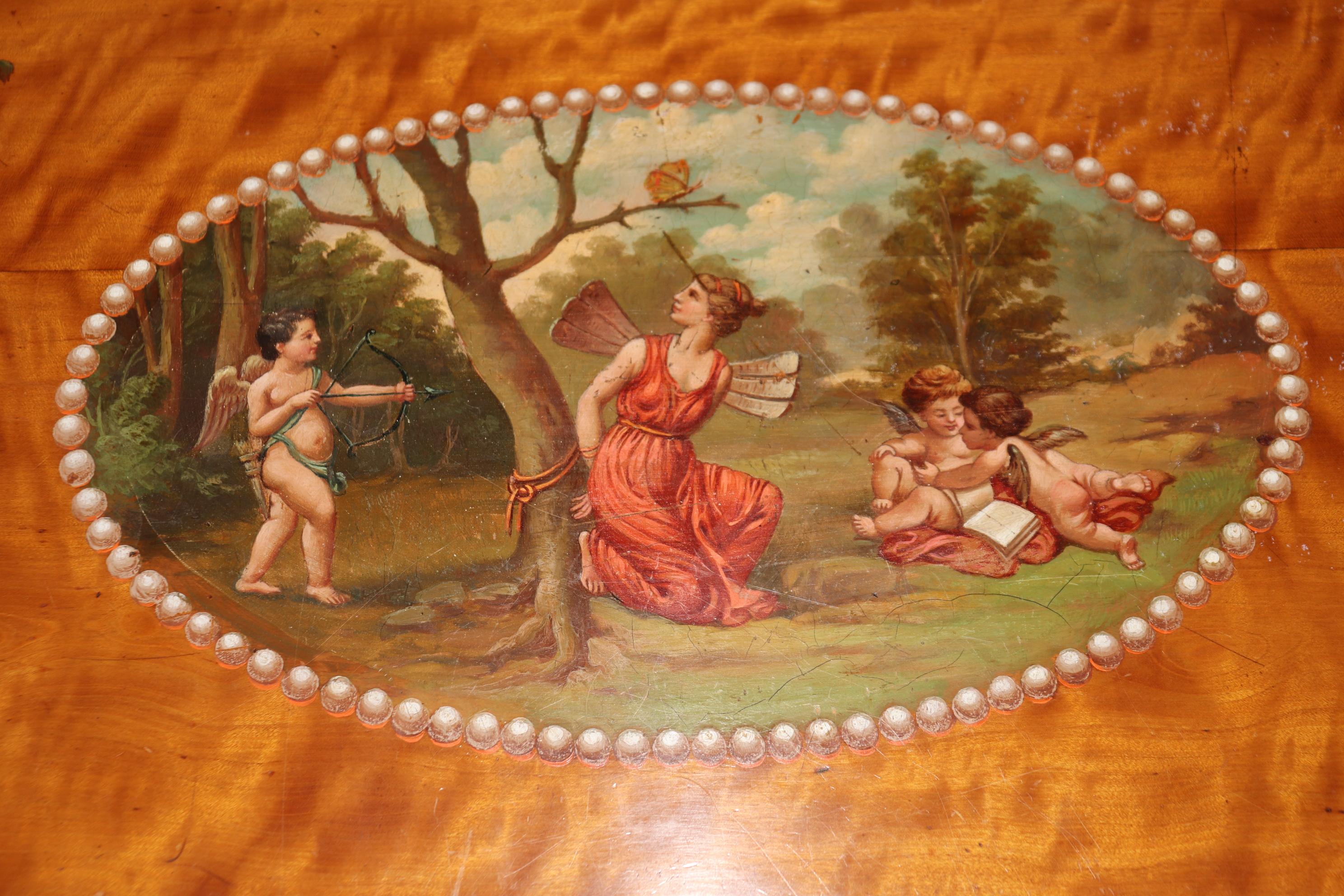 Superbe table centrale anglaise du 19ème siècle décorée de peinture Adams en bois de citronnier en vente 9