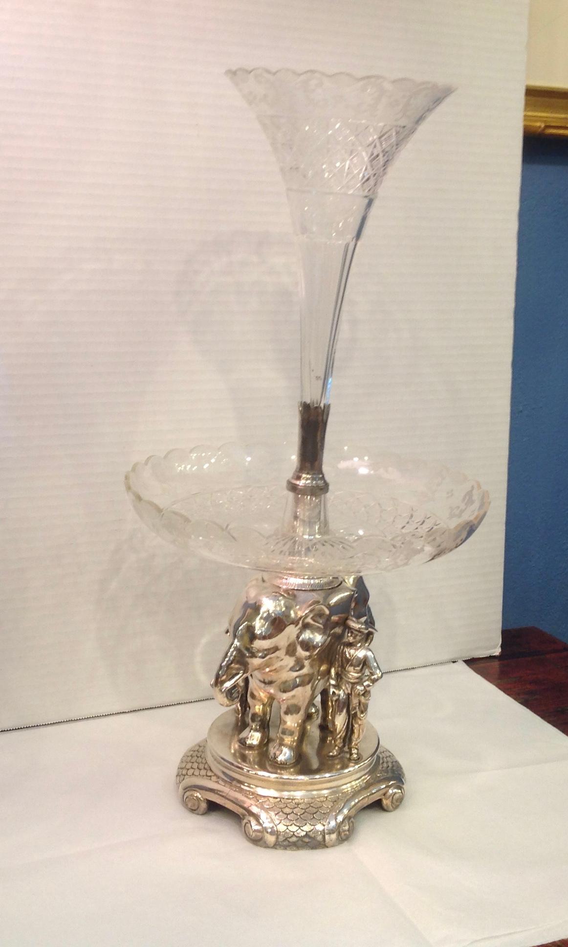 Late 19th Century Superb 19th Century Anglo-Indian Style Elephant Motif Centerpiece / Epergne