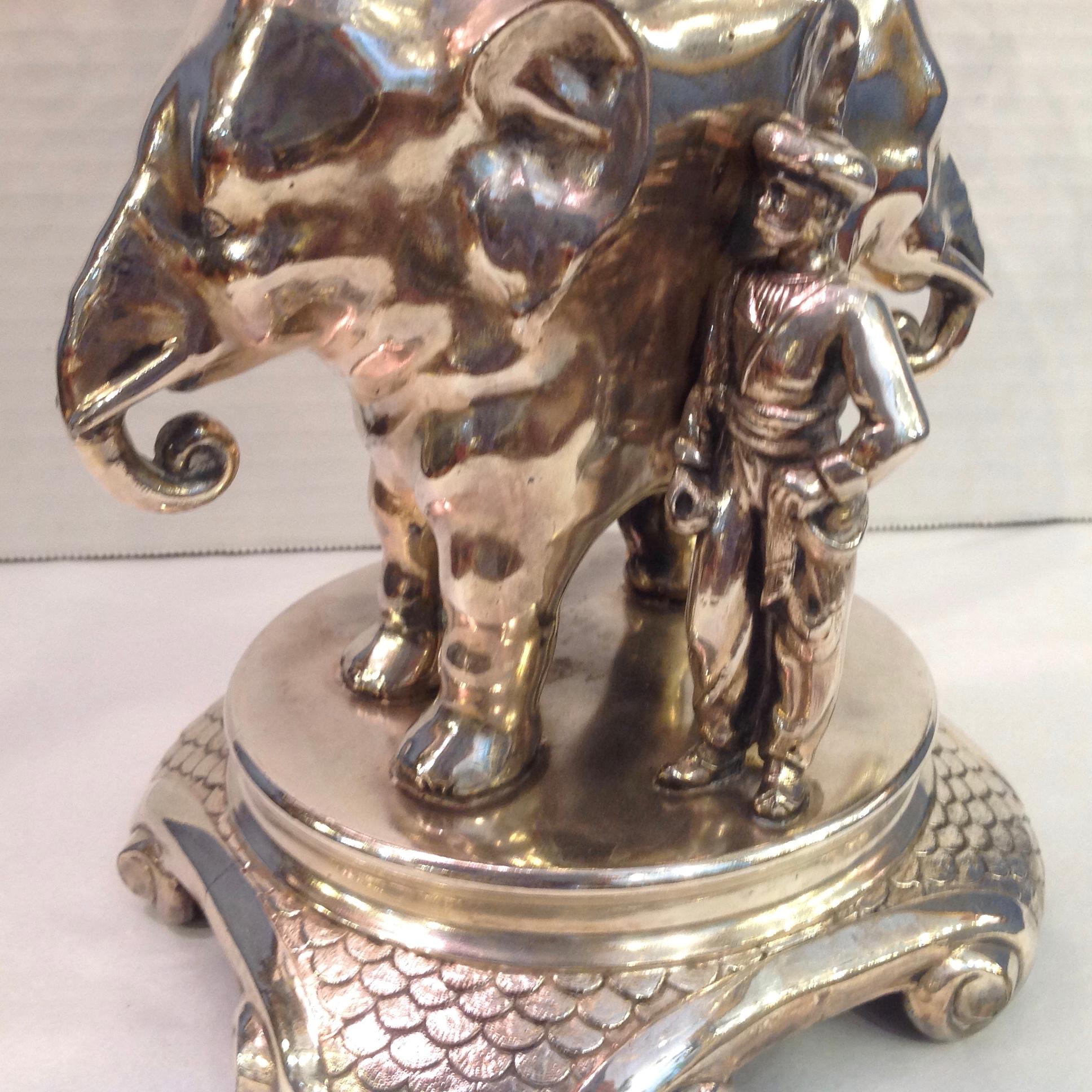 Superb 19th Century Anglo-Indian Style Elephant Motif Centerpiece / Epergne 1