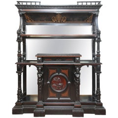 Antique Superb 19th Century Black Ebony Cabinet, Hall Cupboard
