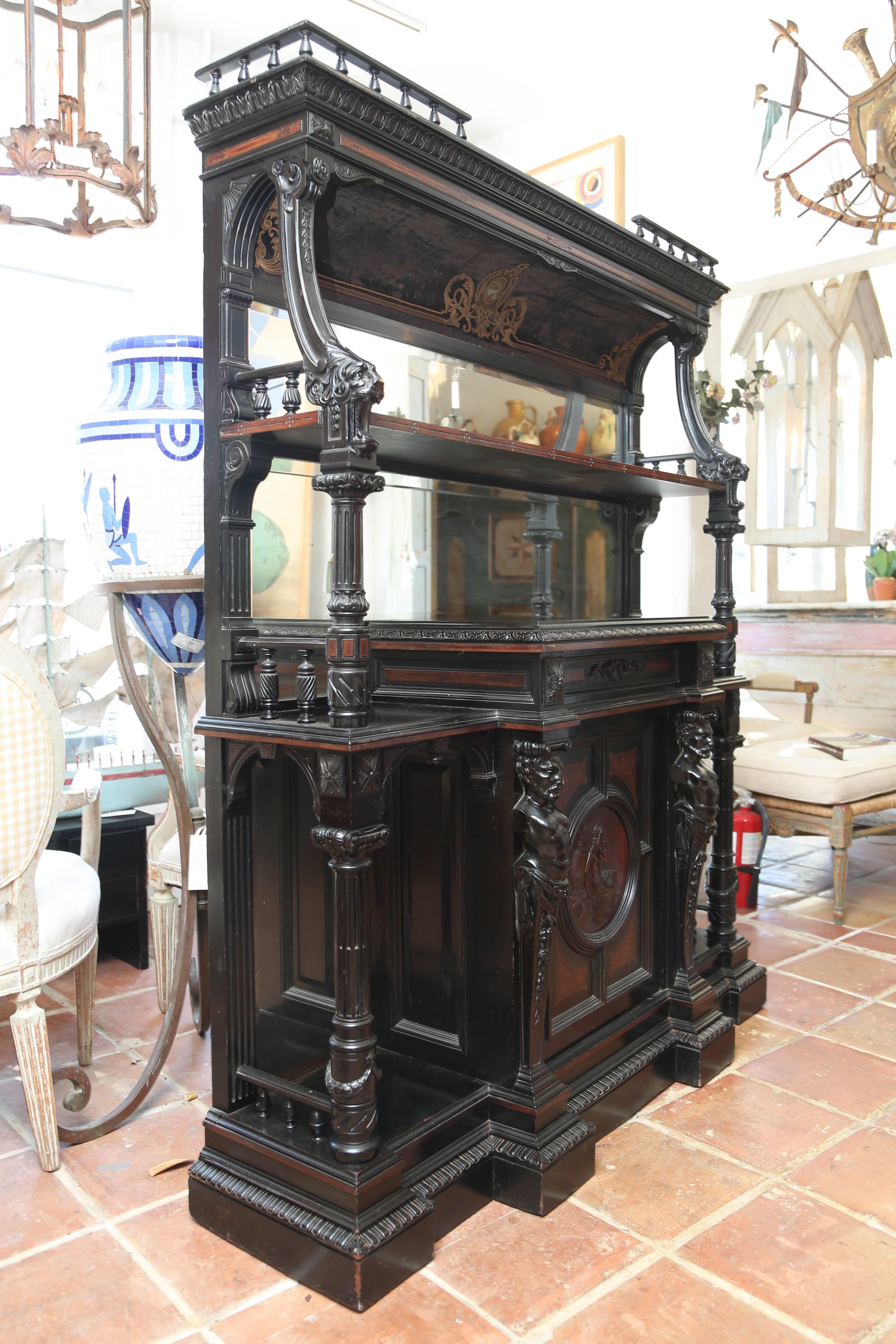 Superb 19th Century Black Ebony Cabinet, Hall Cupboard 7
