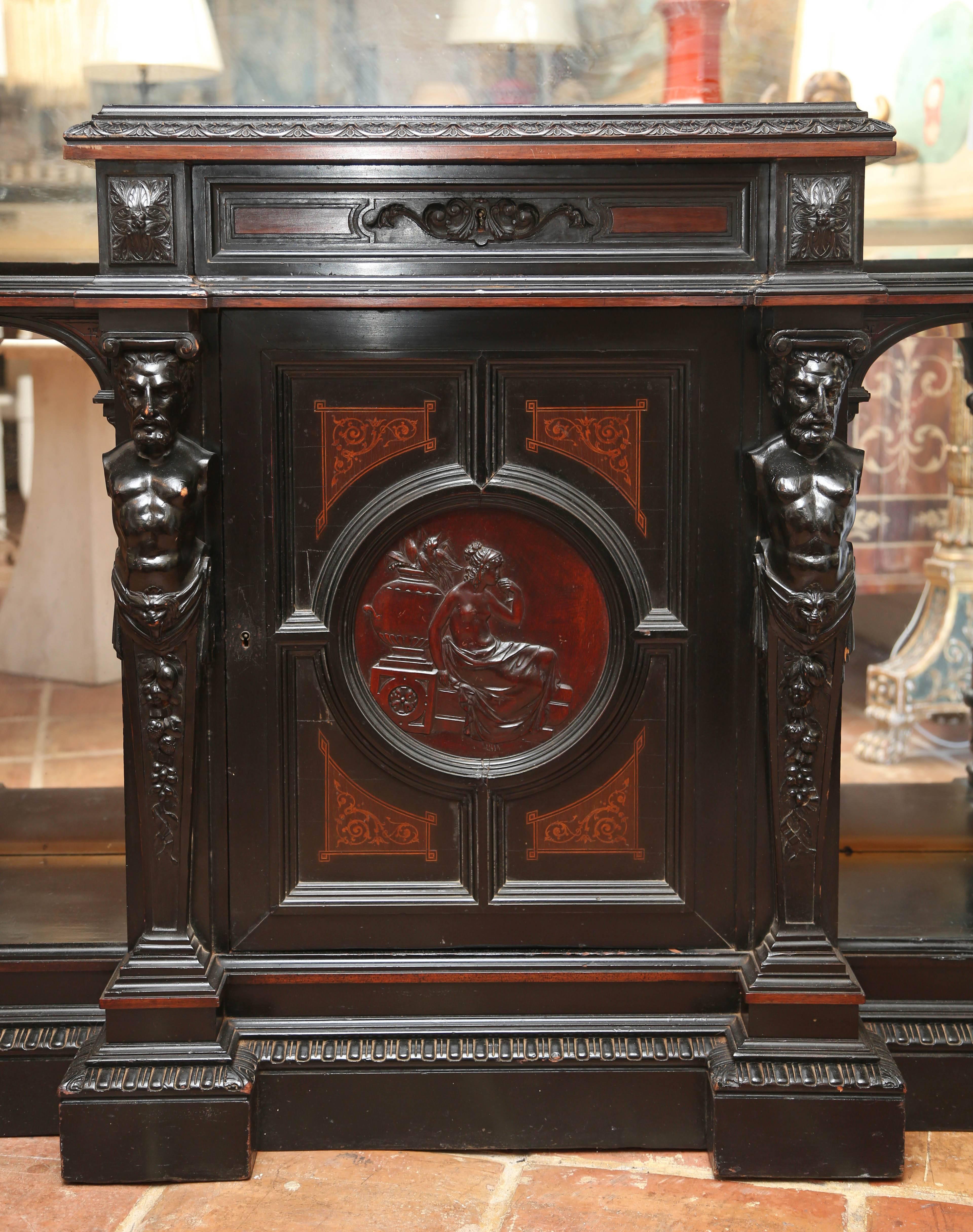 Superb 19th Century Black Ebony Cabinet, Hall Cupboard In Excellent Condition In West Palm Beach, FL