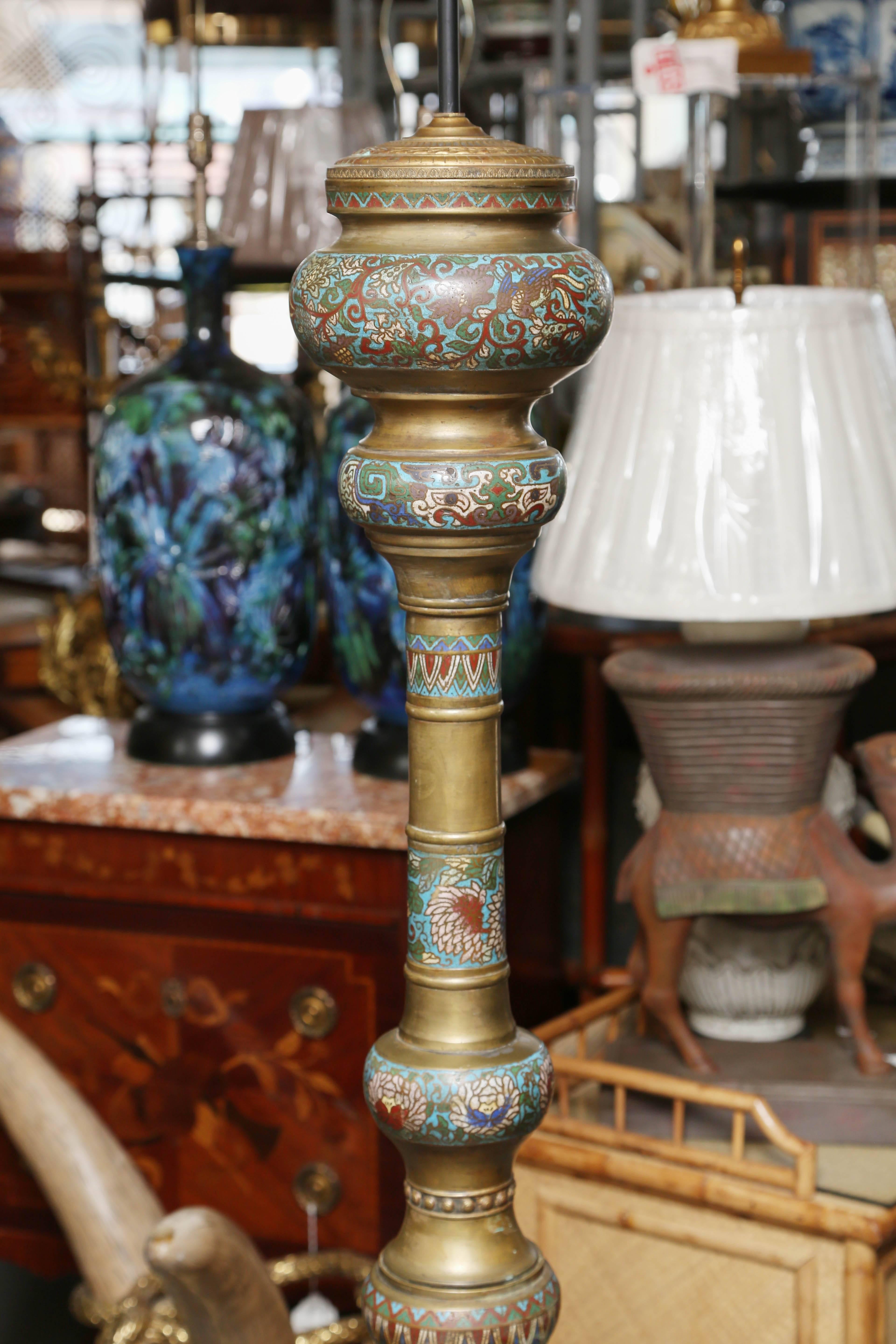 Bronze Superb 19th Century Cloisonne Floor Lamp