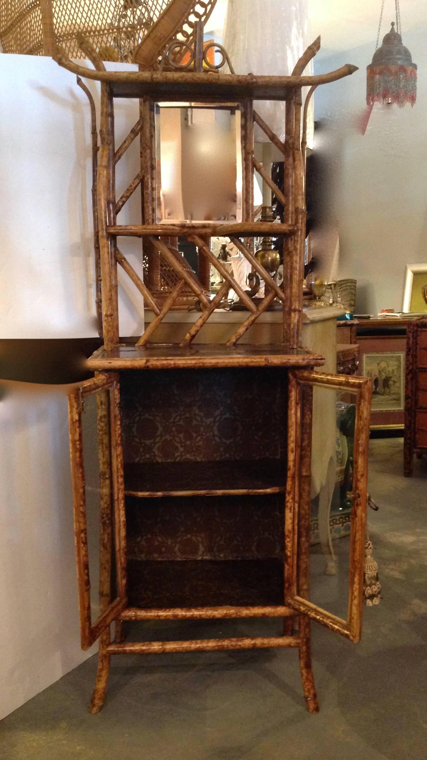 Superb 19th Century English Bamboo Bookcase or Side Cabinet In Good Condition In West Palm Beach, FL