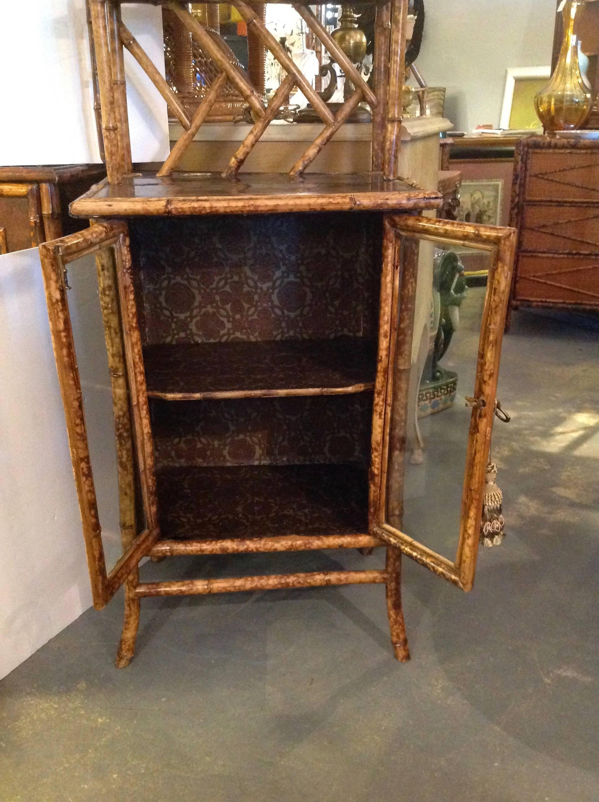 Superb 19th Century English Bamboo Bookcase or Side Cabinet 1