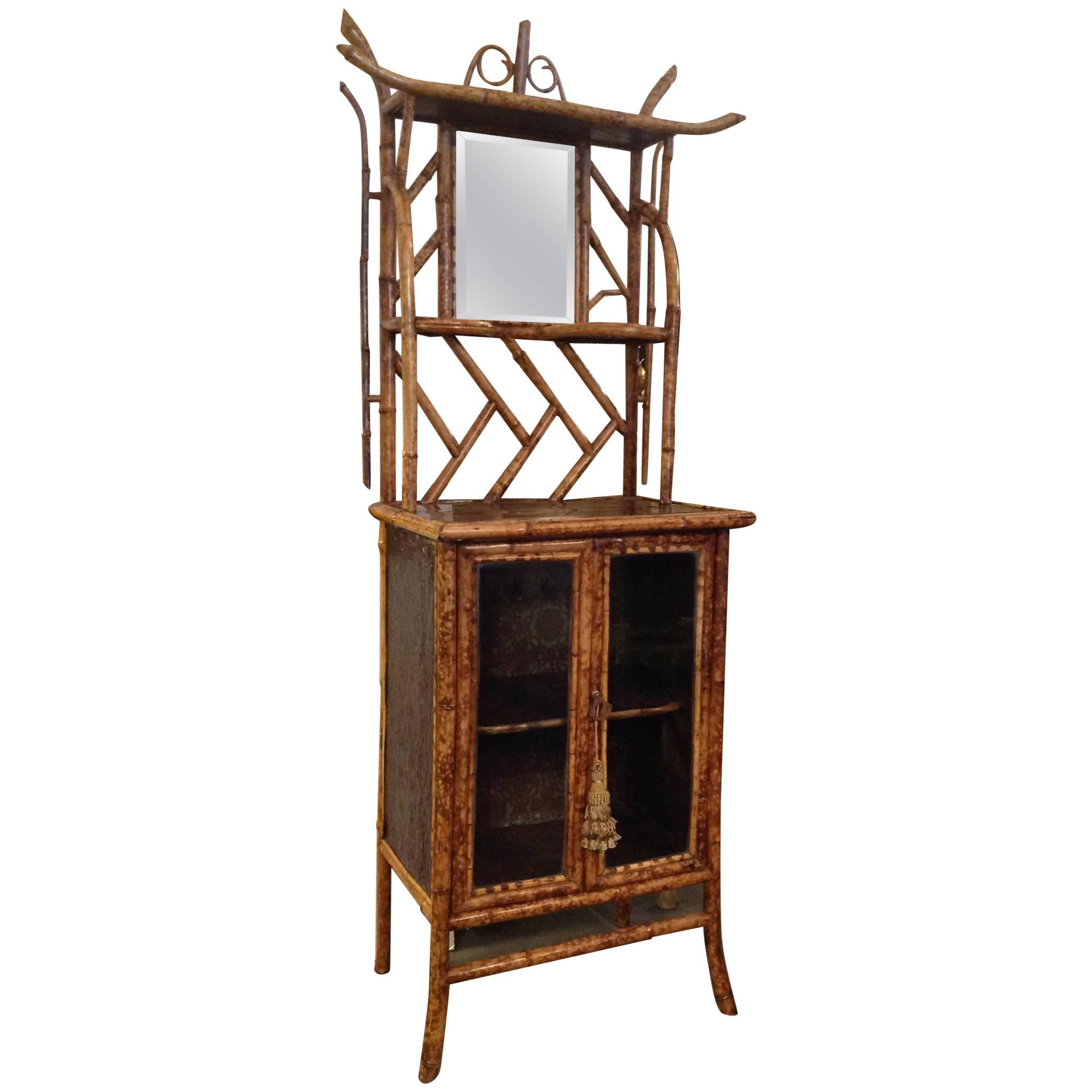 Superb 19th Century English Bamboo Bookcase or Side Cabinet