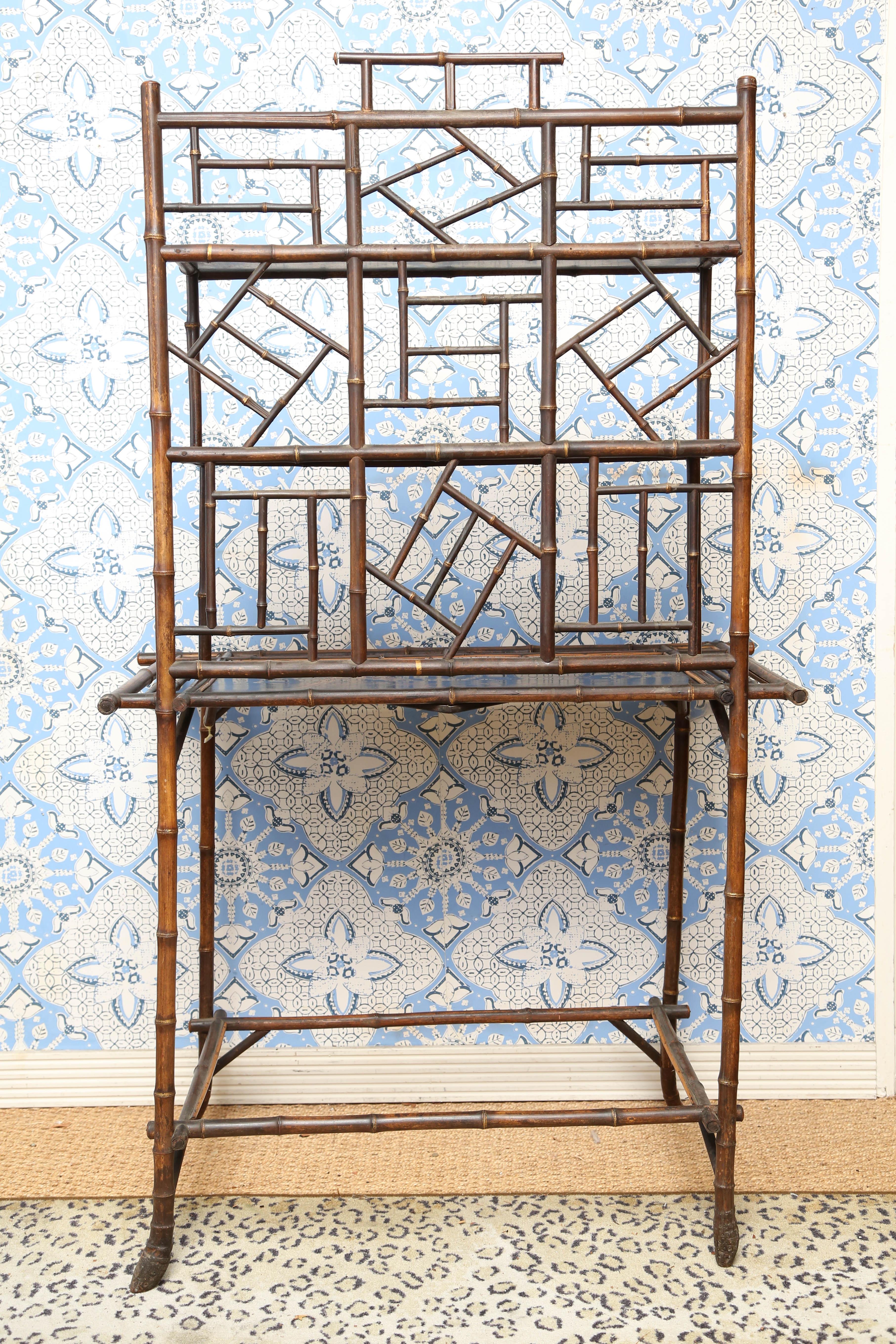 Superb 19th Century English Bamboo Server or Desk or Etagere  1