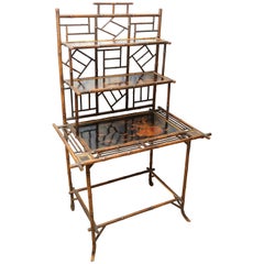 Superb 19th Century English Bamboo Server or Desk or Etagere 