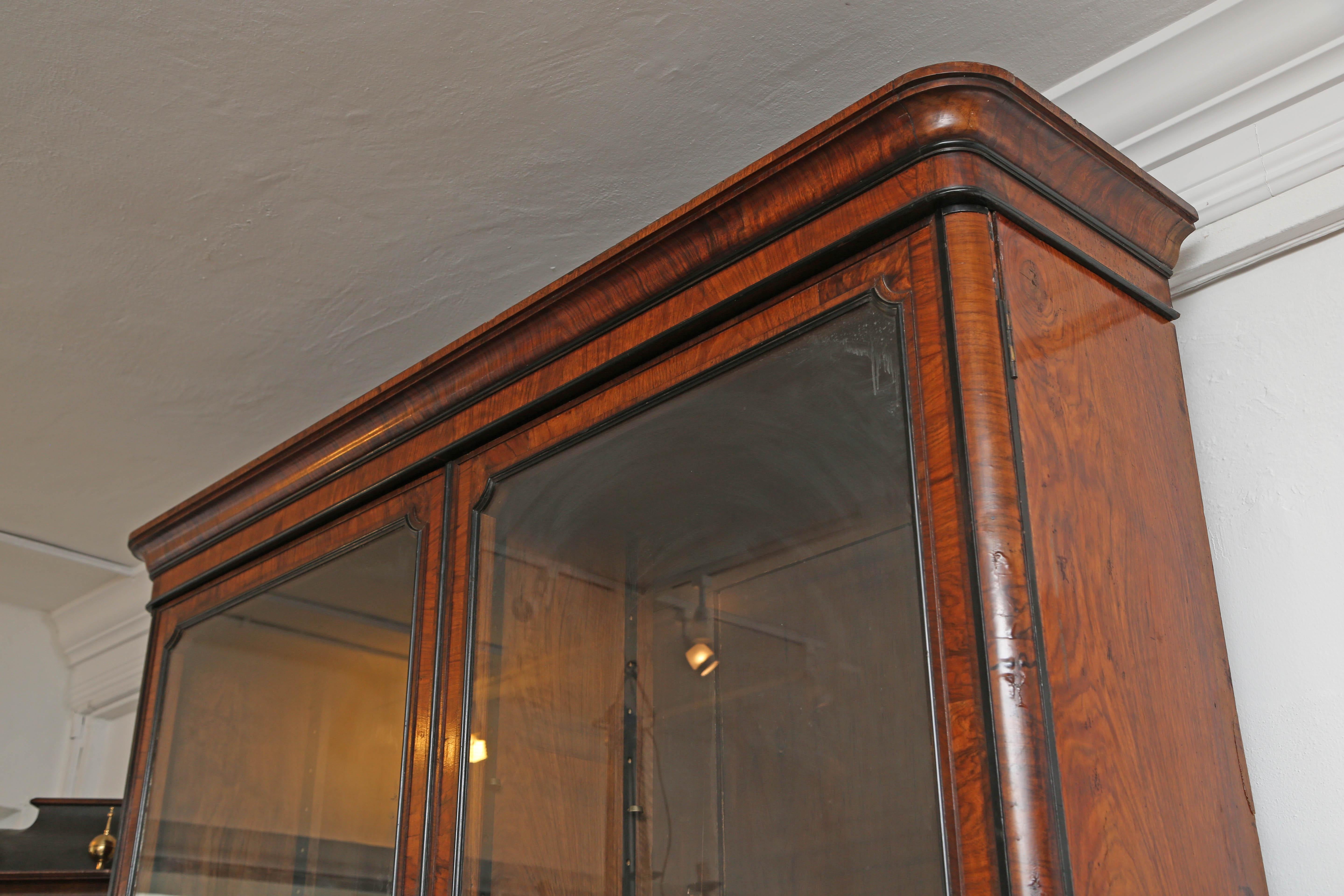  Superb 19th Century English Victorian Large Burr Walnut Library Bookcase 2