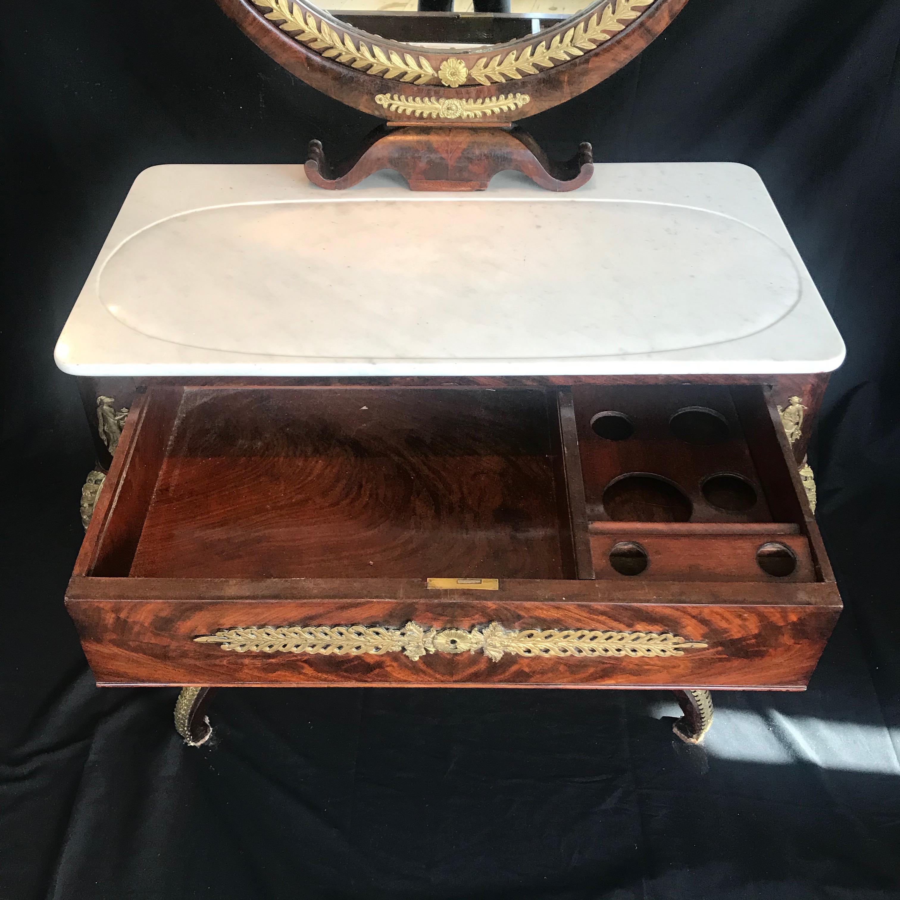 Superb 19th Century French Empire Neoclassical Mahogany Dressing Table Vanity For Sale 7