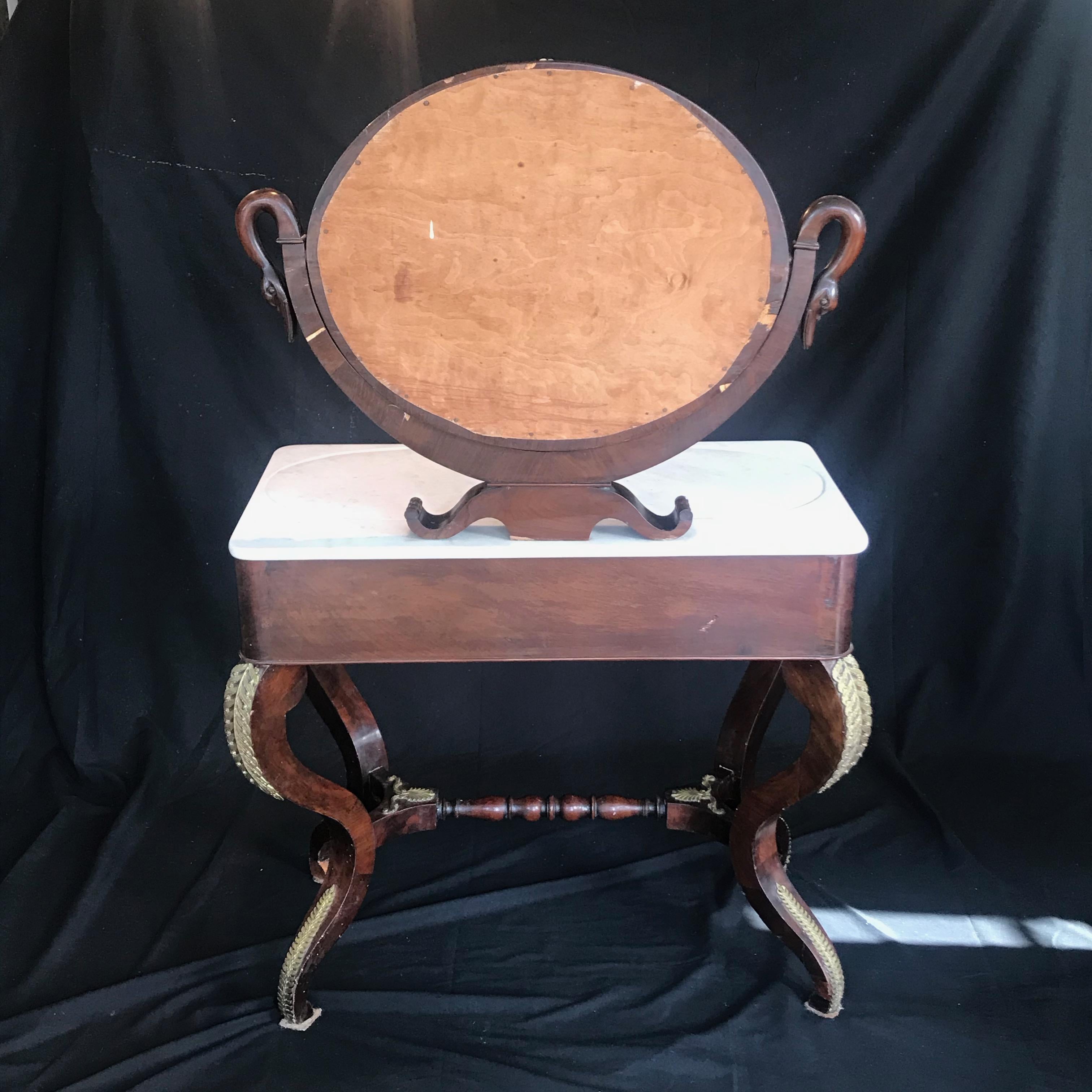 Superb 19th Century French Empire Neoclassical Mahogany Dressing Table Vanity For Sale 9