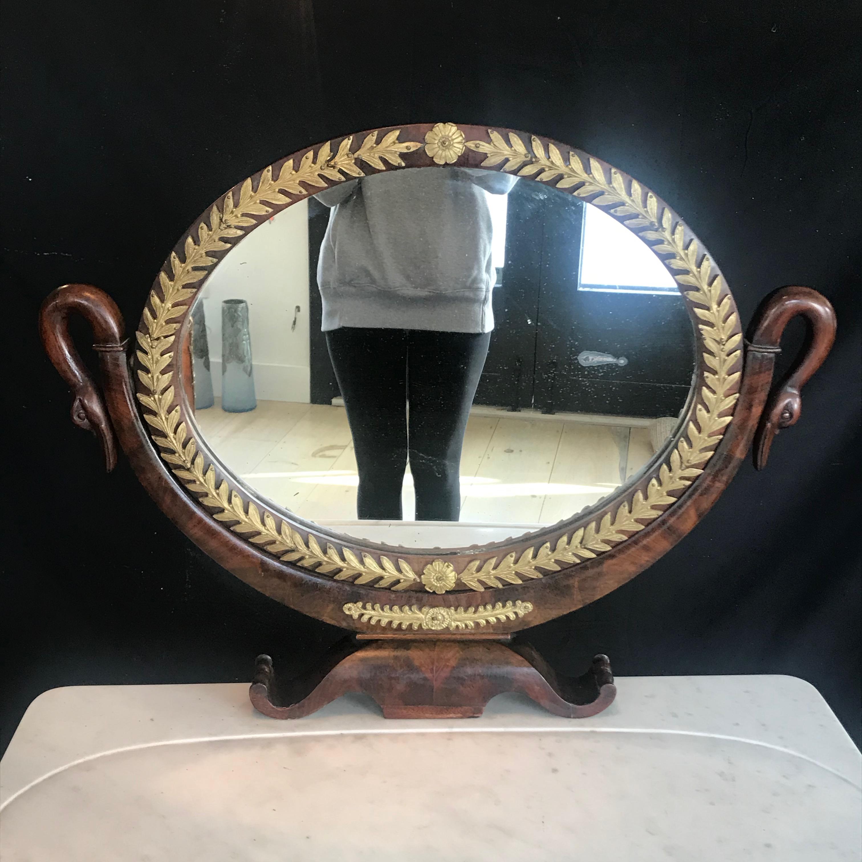 Superb 19th Century French Empire Neoclassical Mahogany Dressing Table Vanity In Good Condition For Sale In Hopewell, NJ
