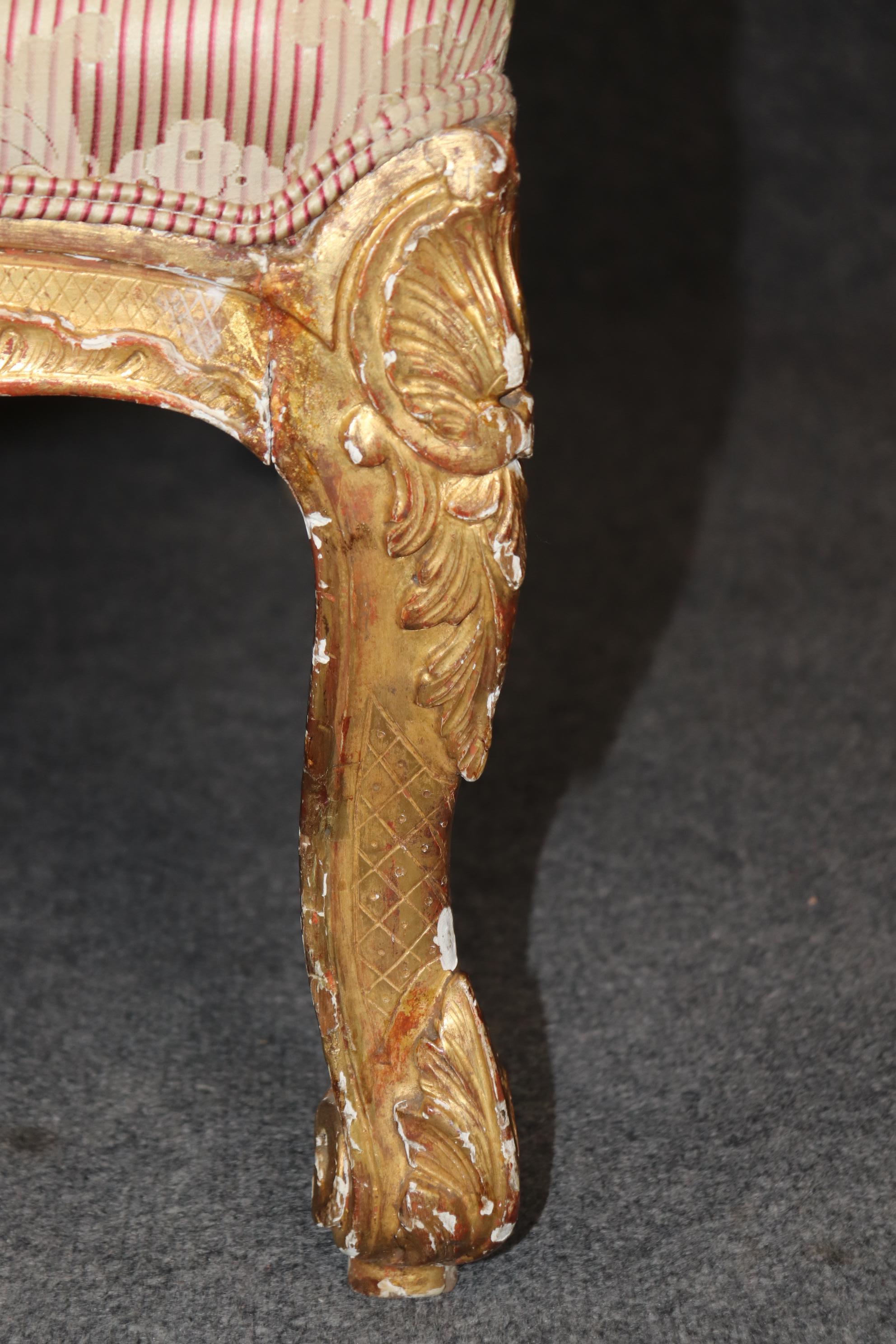 Superb 19th century French Gilded Louis XV Style Marquis Bergere Chair  For Sale 2