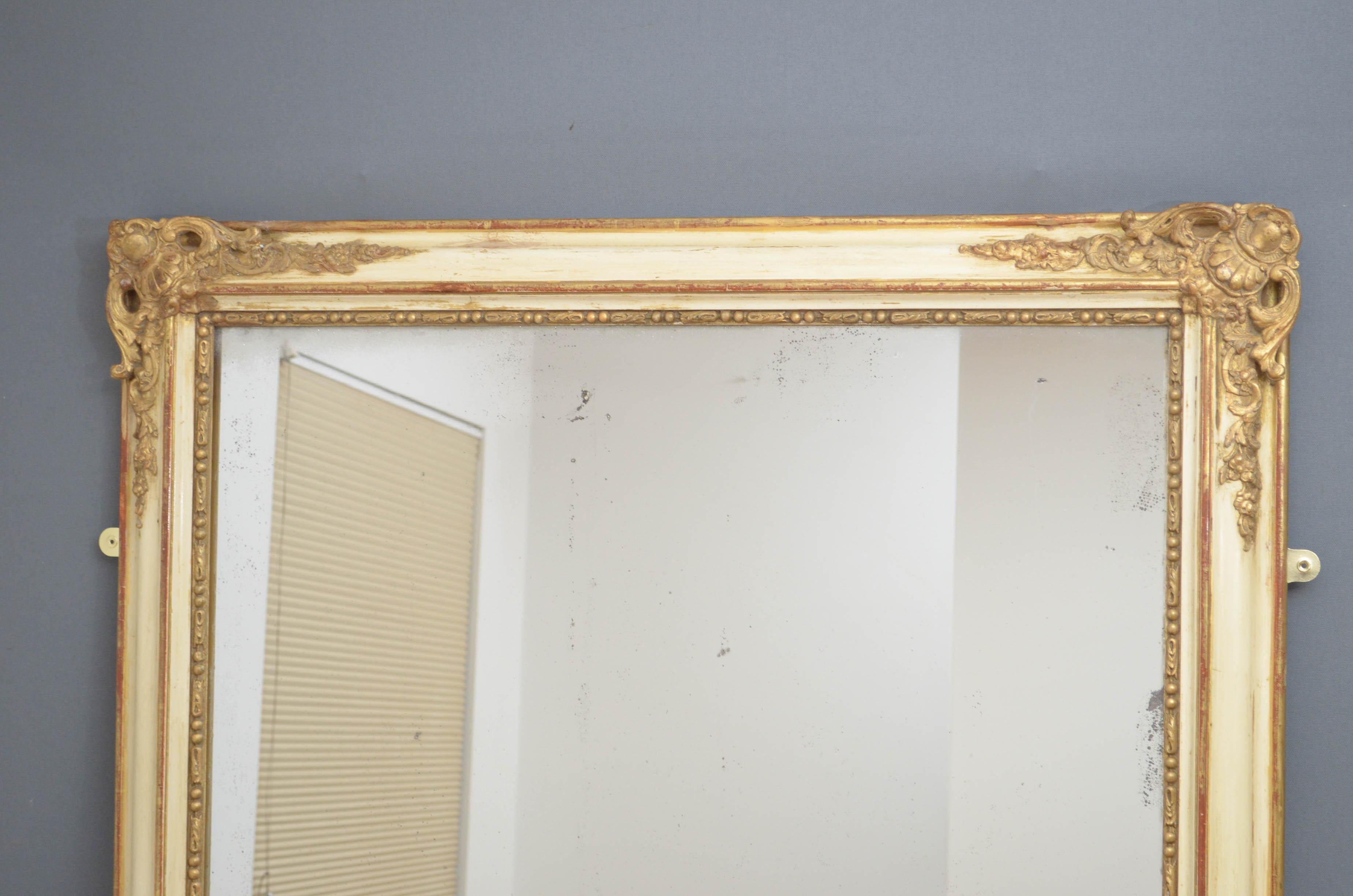 Superb 19th Century French Leaner Mirror at 1stDibs