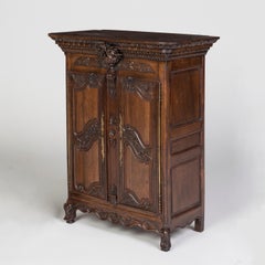 Superb 19th Century French Walnut Miniature Armoire with Brass Hardware