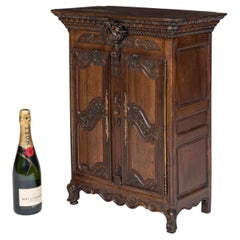 Superb 19th Century French Walnut Miniature Armoire with Brass Hardware
