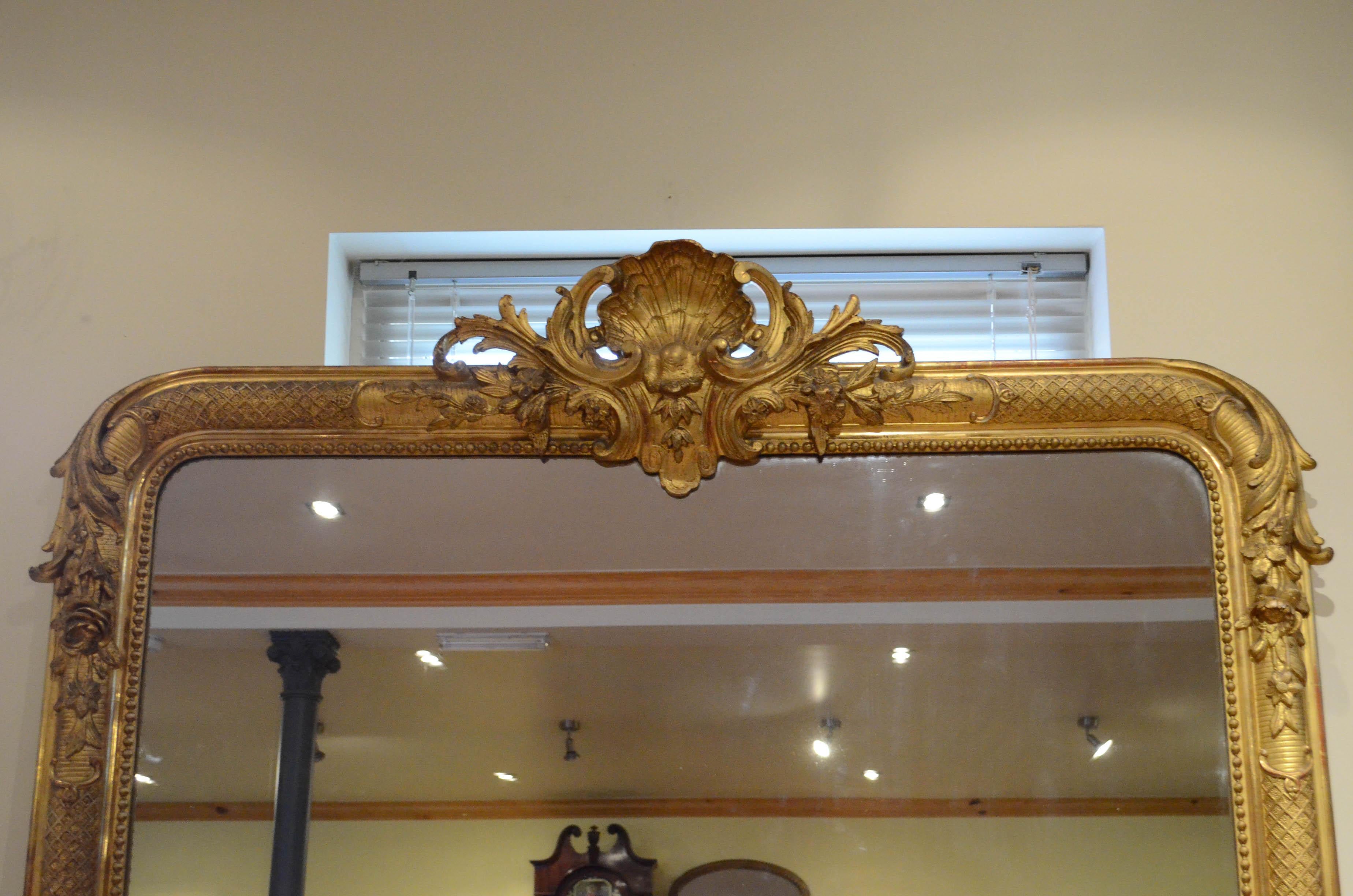 Superb 19th Century Giltwood Floor Standing Mirror In Good Condition In Whaley Bridge, GB