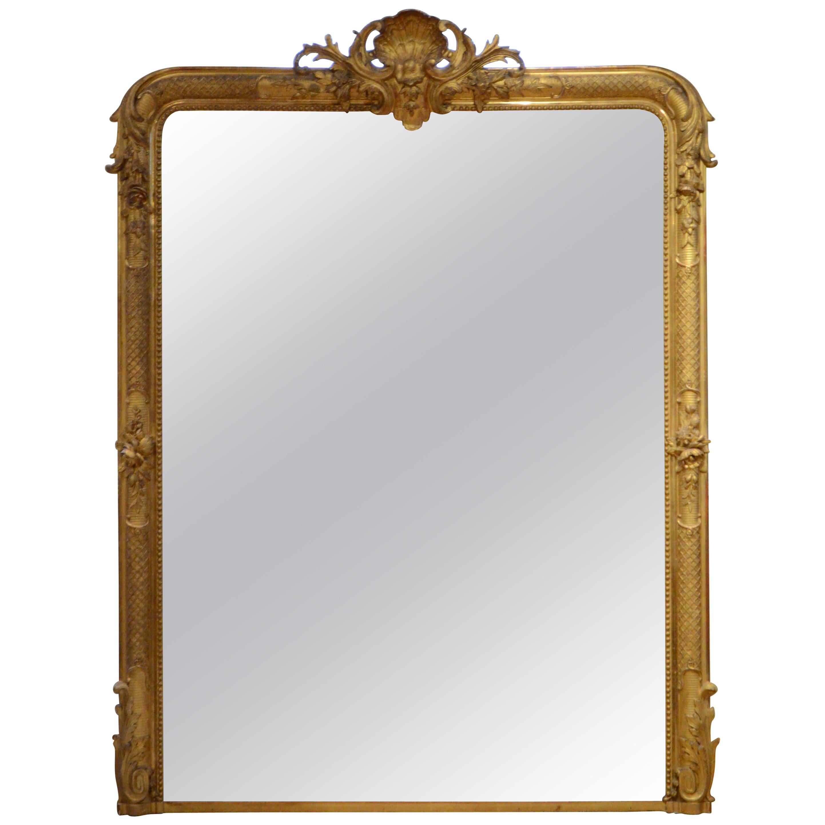 Superb 19th Century Giltwood Floor Standing Mirror