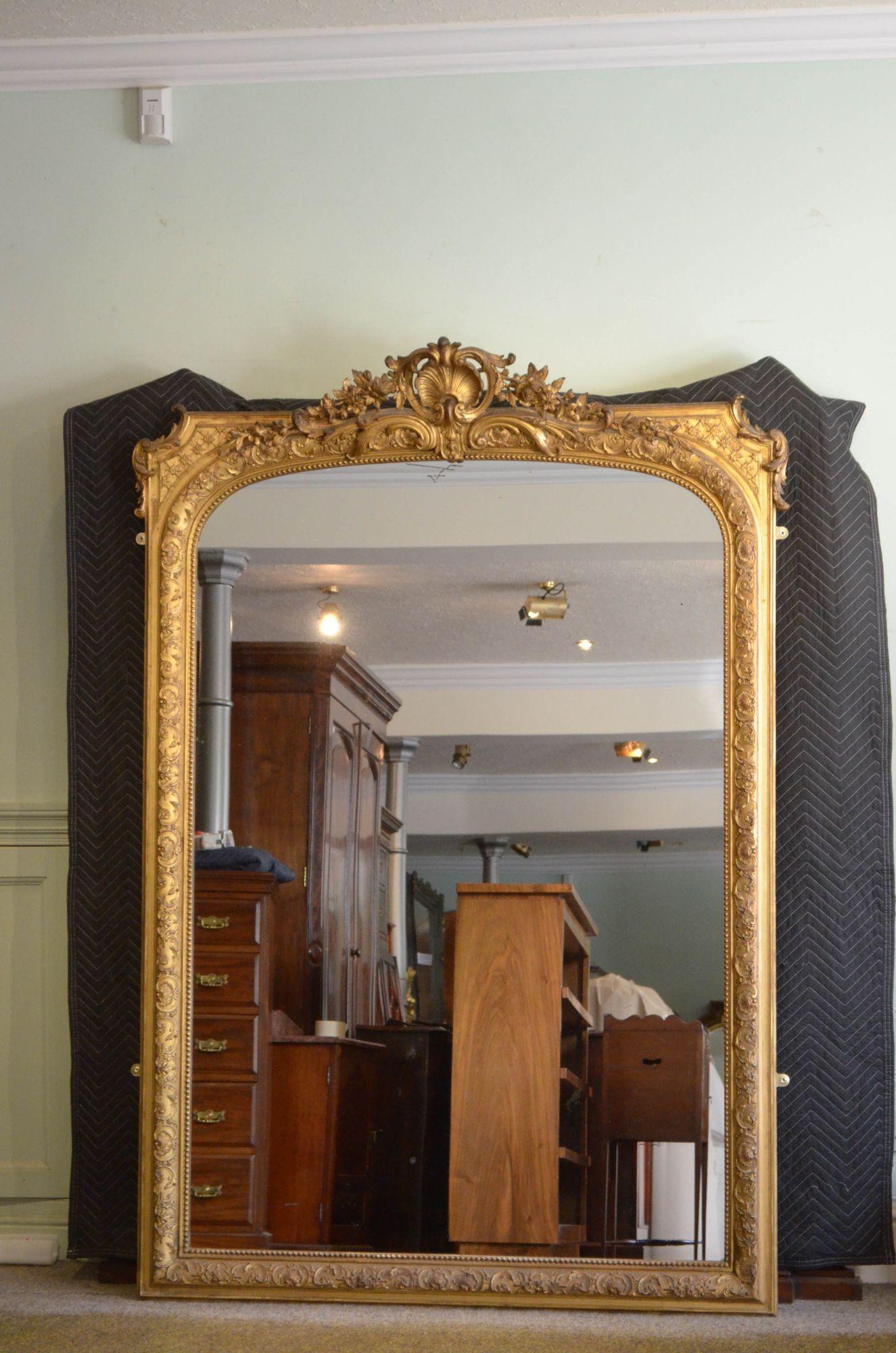 French Superb 19th Century Giltwood Floor Standing Mirror H203cm For Sale