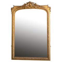 Antique Superb 19th Century Giltwood Floor Standing Mirror H203cm