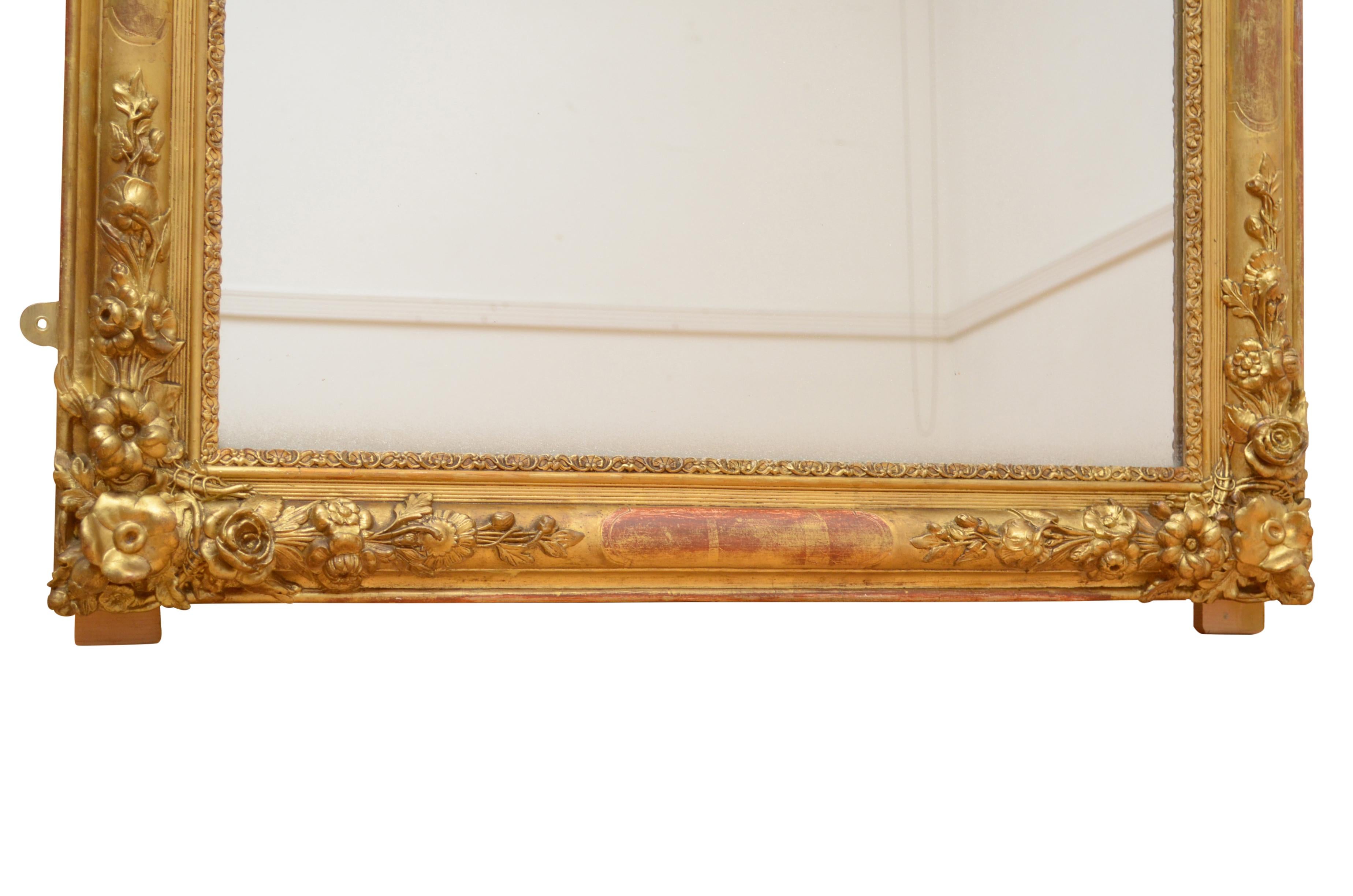 Louis XVI Superb 19th Century Giltwood Wall Mirror