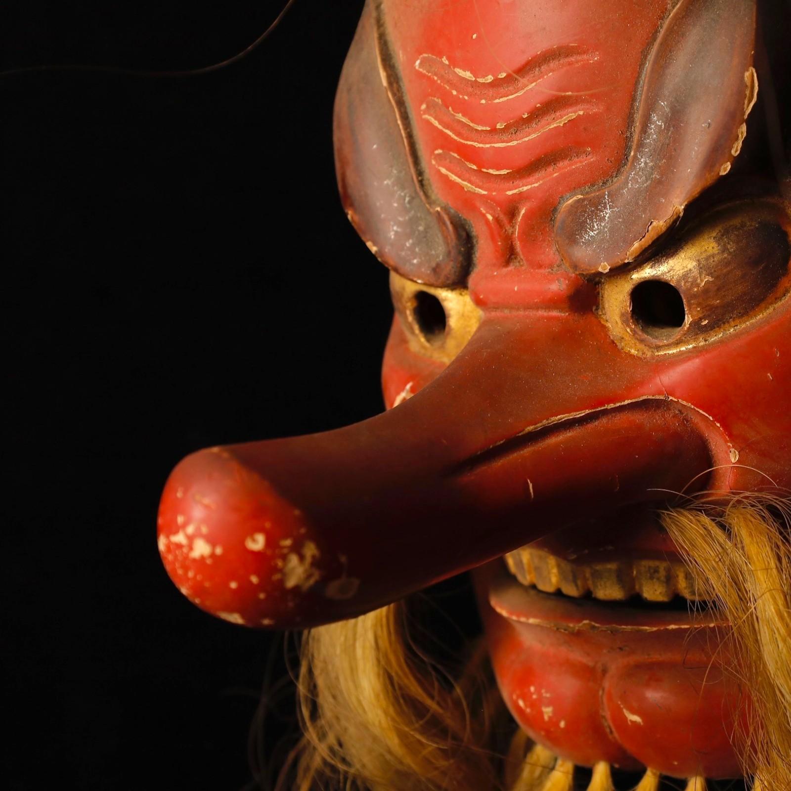 Superbe masque de Tengu japonais du 19e siècle - Fin de la période Edo en vente 13