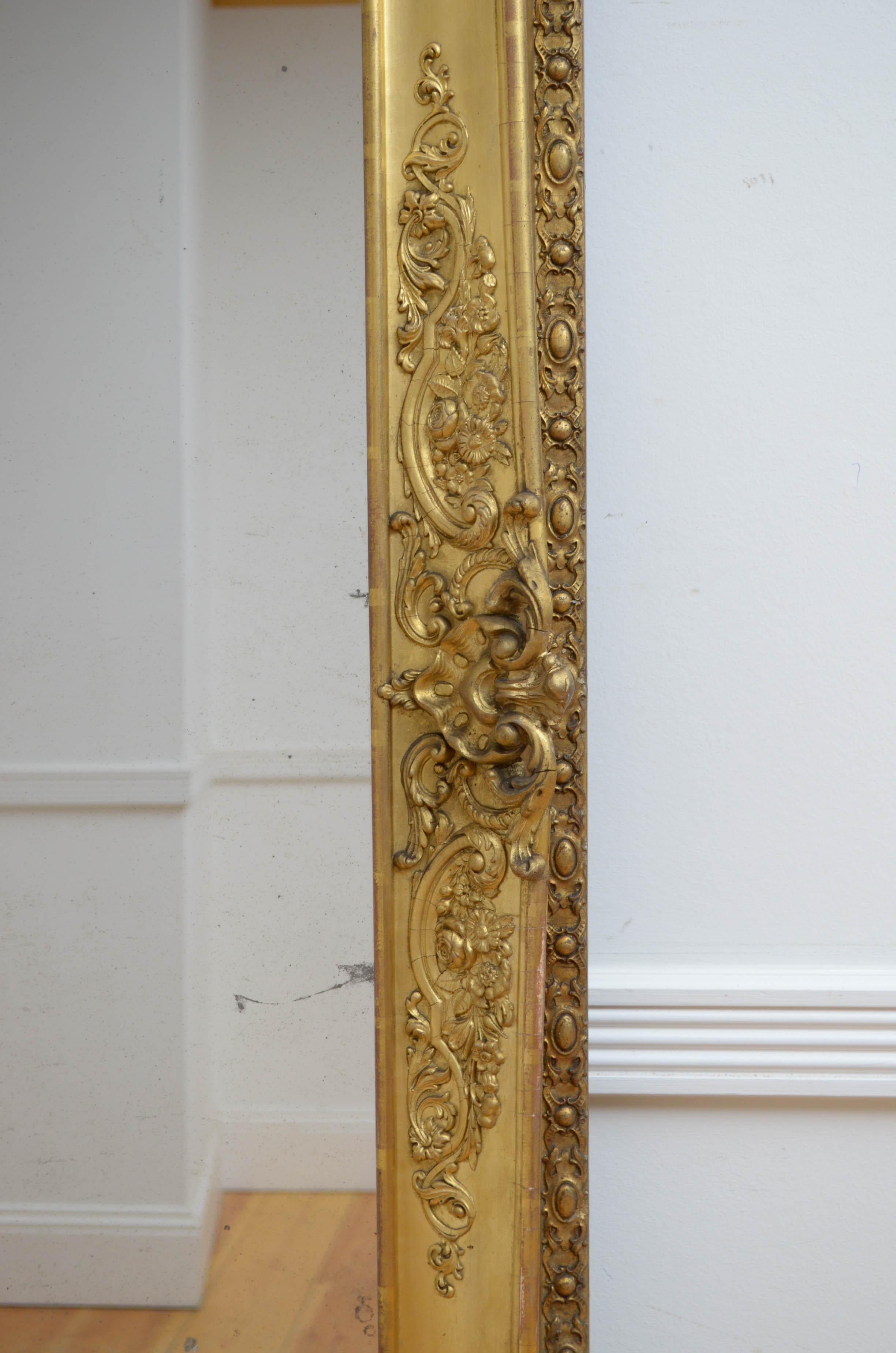 Superb 19th Century Leaner or Wall Mirror For Sale 8