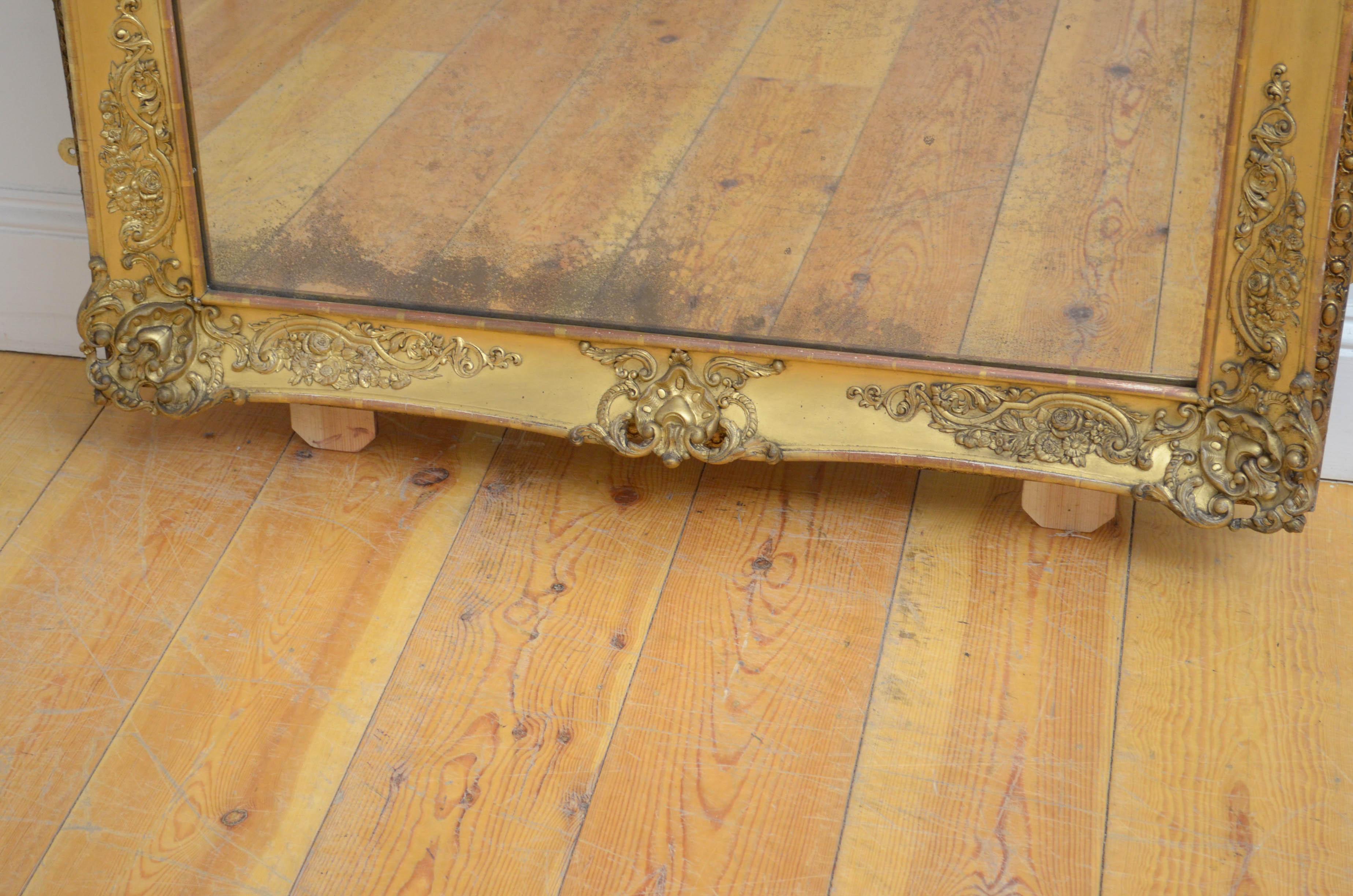 French Superb 19th Century Leaner or Wall Mirror For Sale