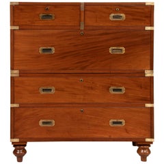 Superb 19th Century Military Mahogany Campaign Chest on Chest