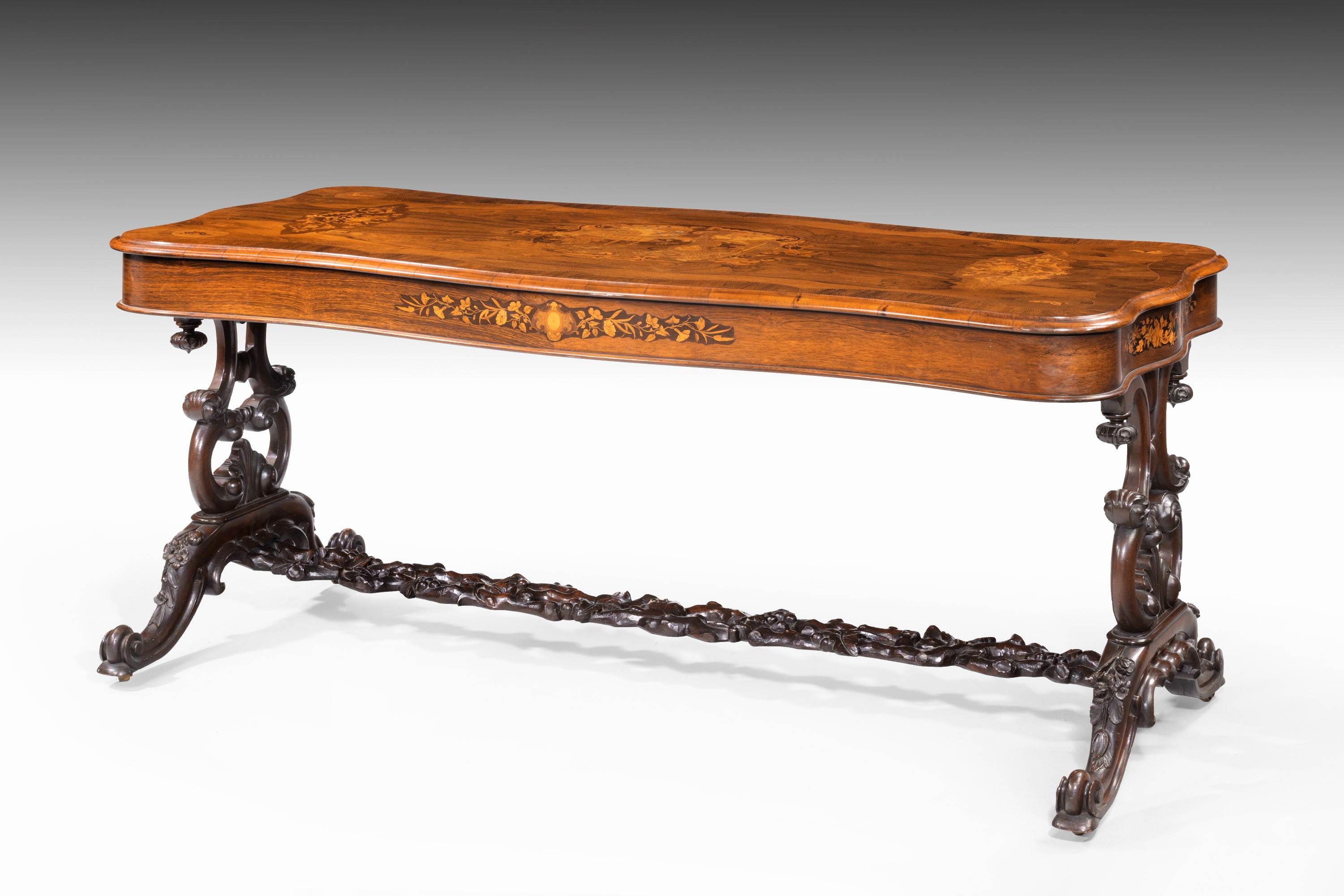 Superb 19th Century Rosewood, Kingwood and Marquetry Centre Standing Table 1