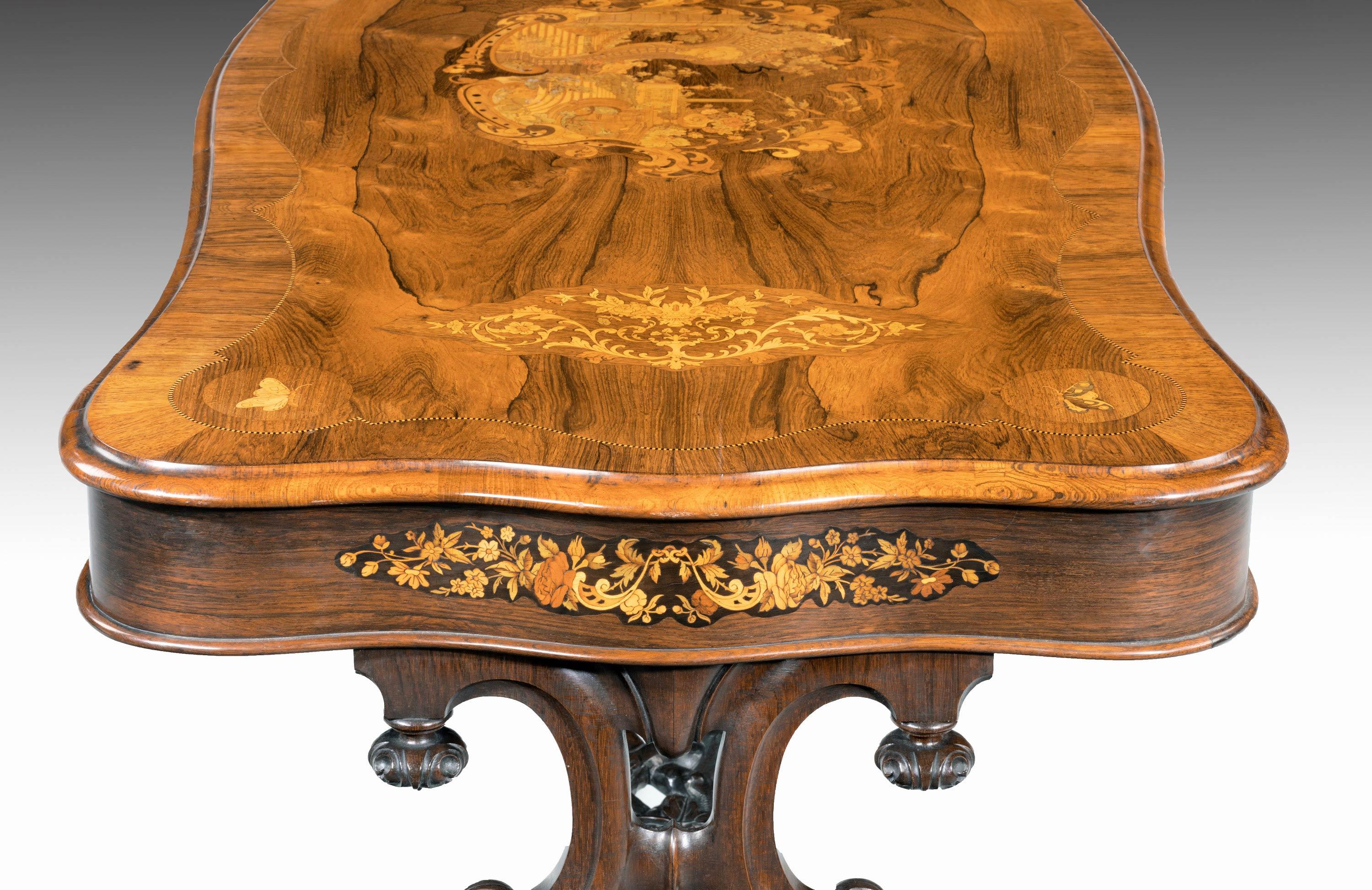 Superb 19th Century Rosewood, Kingwood and Marquetry Centre Standing Table 2