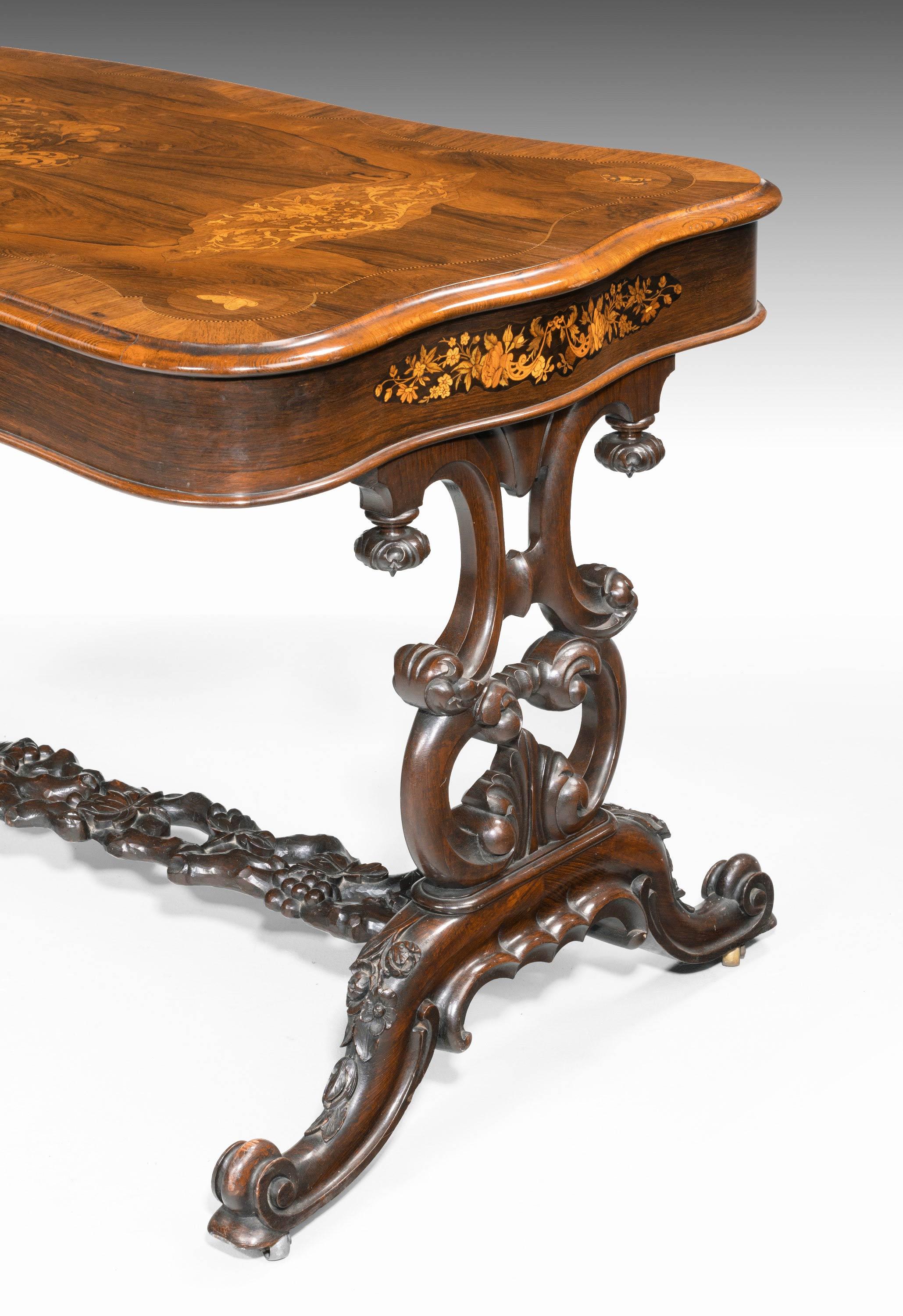 Superb 19th Century Rosewood, Kingwood and Marquetry Centre Standing Table 3