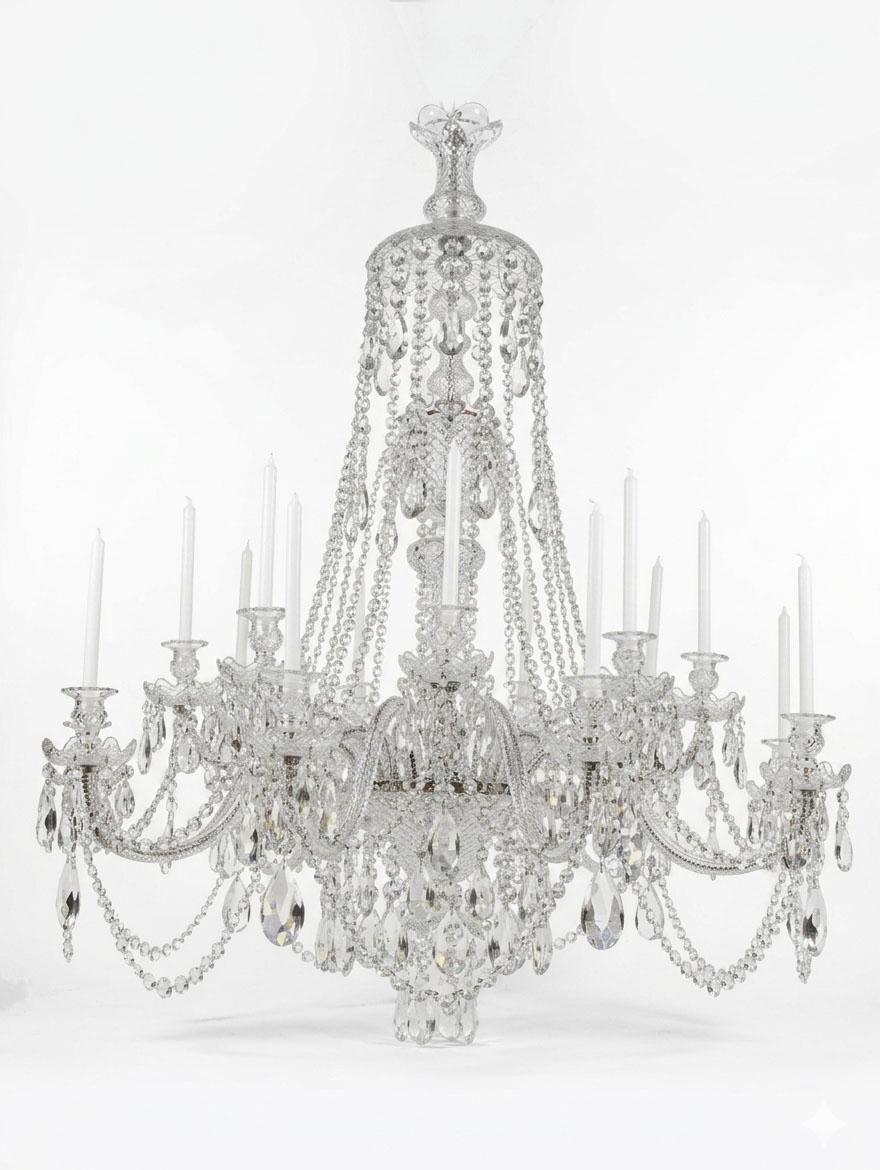 Superb 19th Century Russian All Handcut Crystal Chandelier with 18 Lights