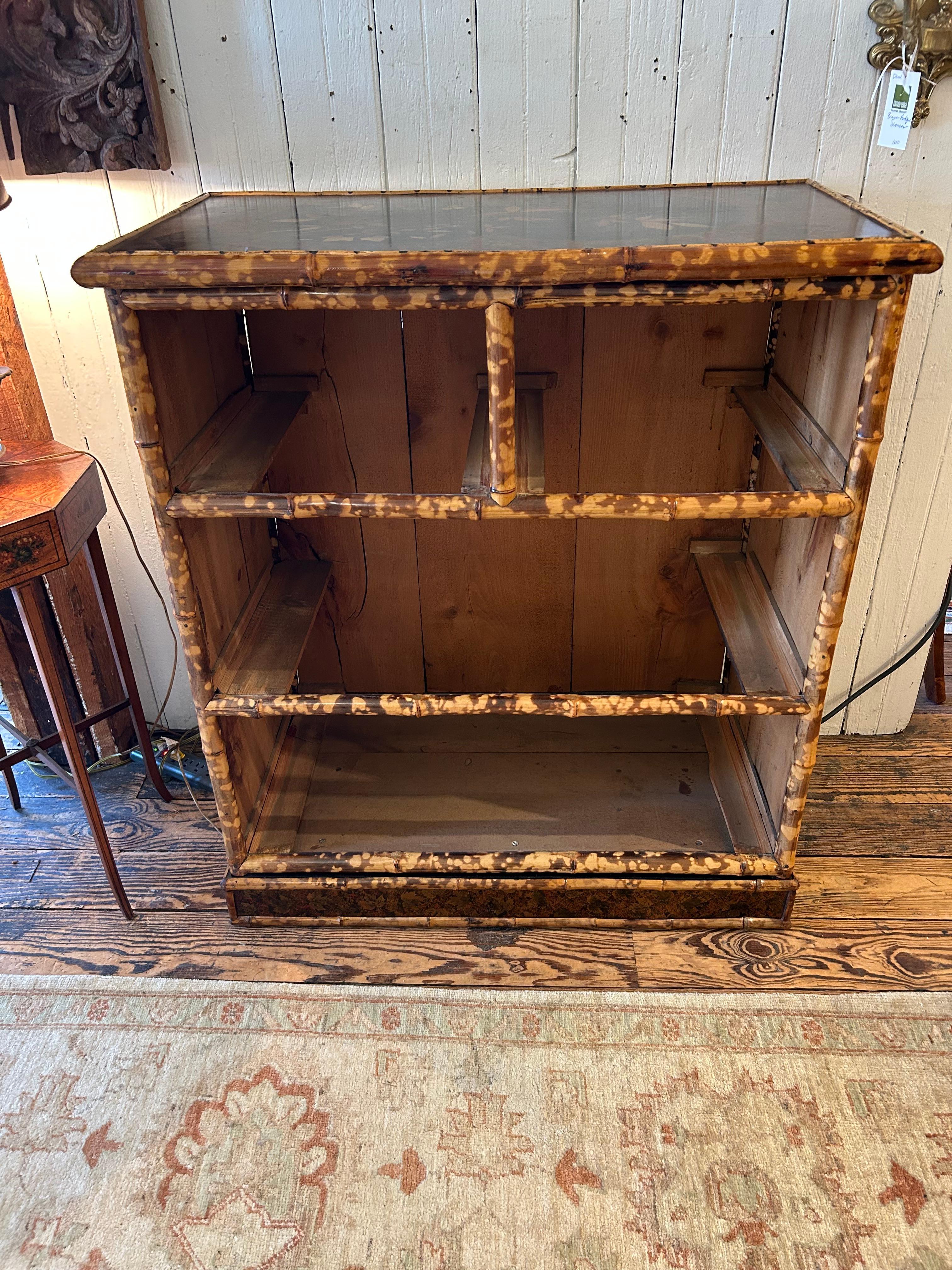 Superb 19th Century Split Bamboo & Chinoiserie Decorated Chest of Drawers For Sale 8