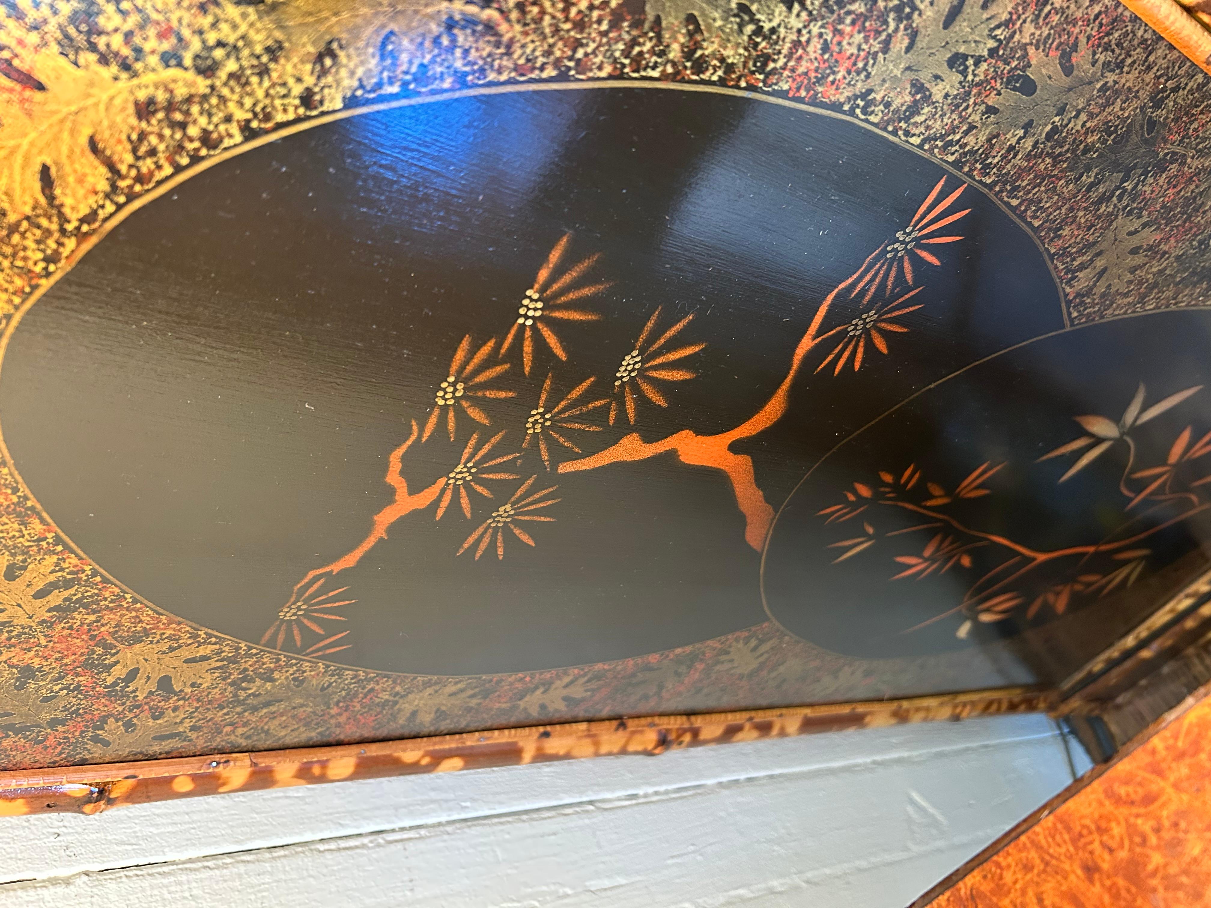 American Superb 19th Century Split Bamboo & Chinoiserie Decorated Chest of Drawers For Sale