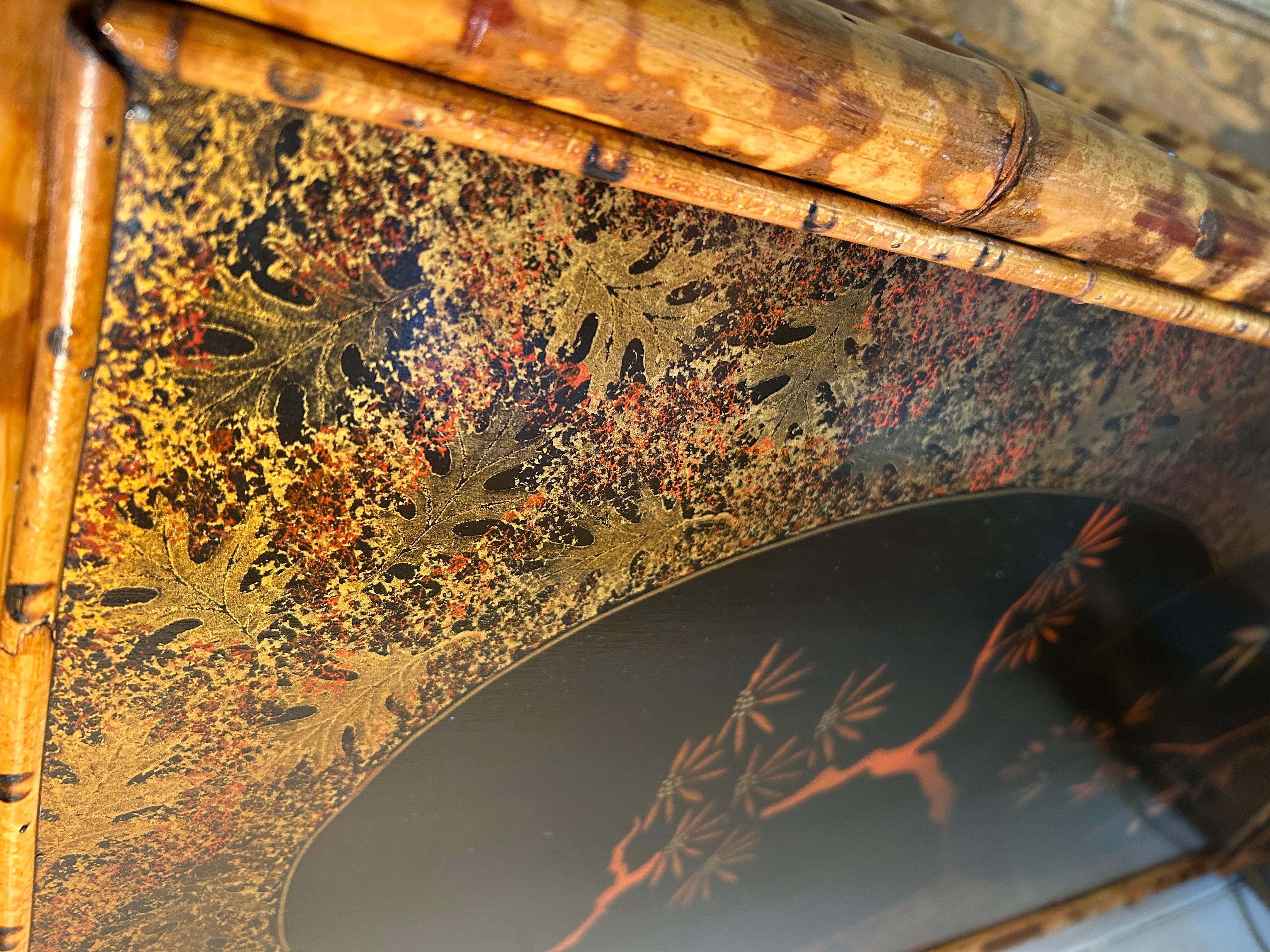 Lacquered Superb 19th Century Split Bamboo & Chinoiserie Decorated Chest of Drawers For Sale