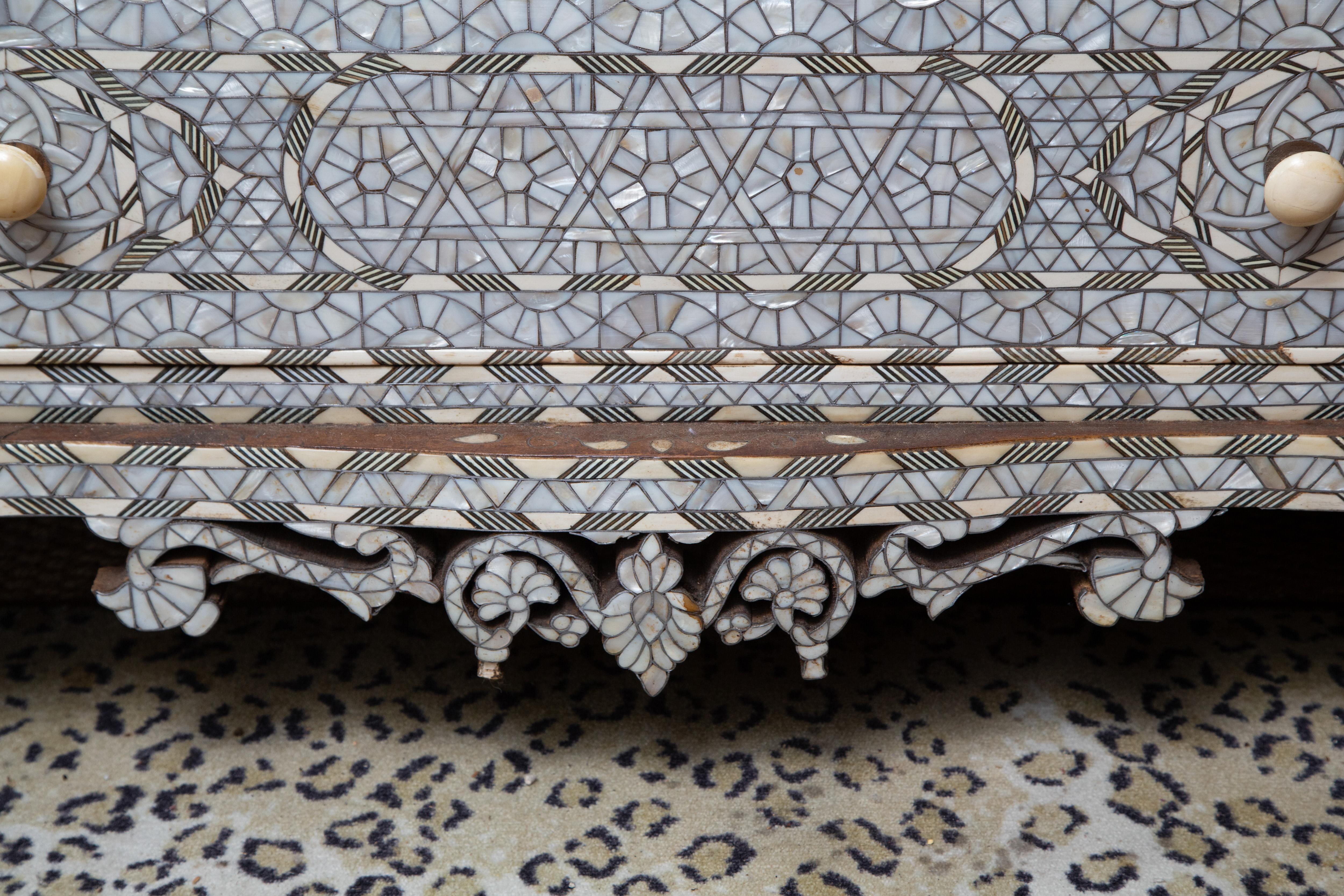 Superb 19th Century Syrian Five-Drawer Mother-of-Pearl Inlay Dresser 6