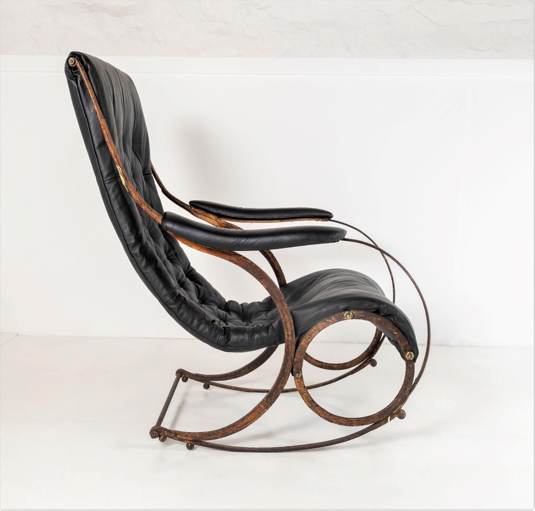 A superb early 19th Century example of R W Winfield Iron Rocking Chair.

History
The firm of R.W. Winfield, one of the largest and most celebrated of English brassfounders, who exhibited works, including a brass version of the rocking chair at